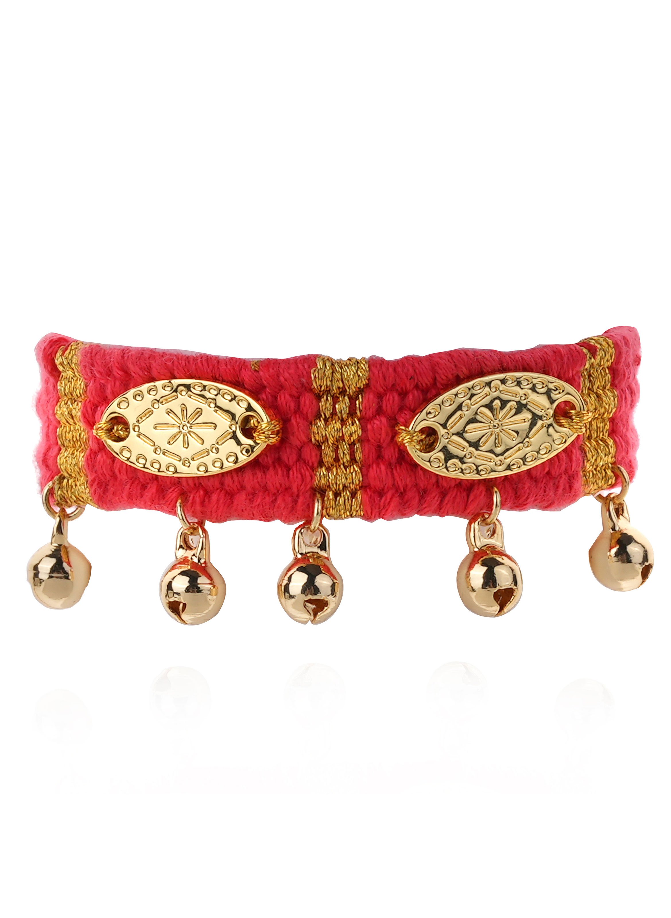 Bracelet en tissu coloré réglable avec pampilles todobem HIPANEMA Rouge