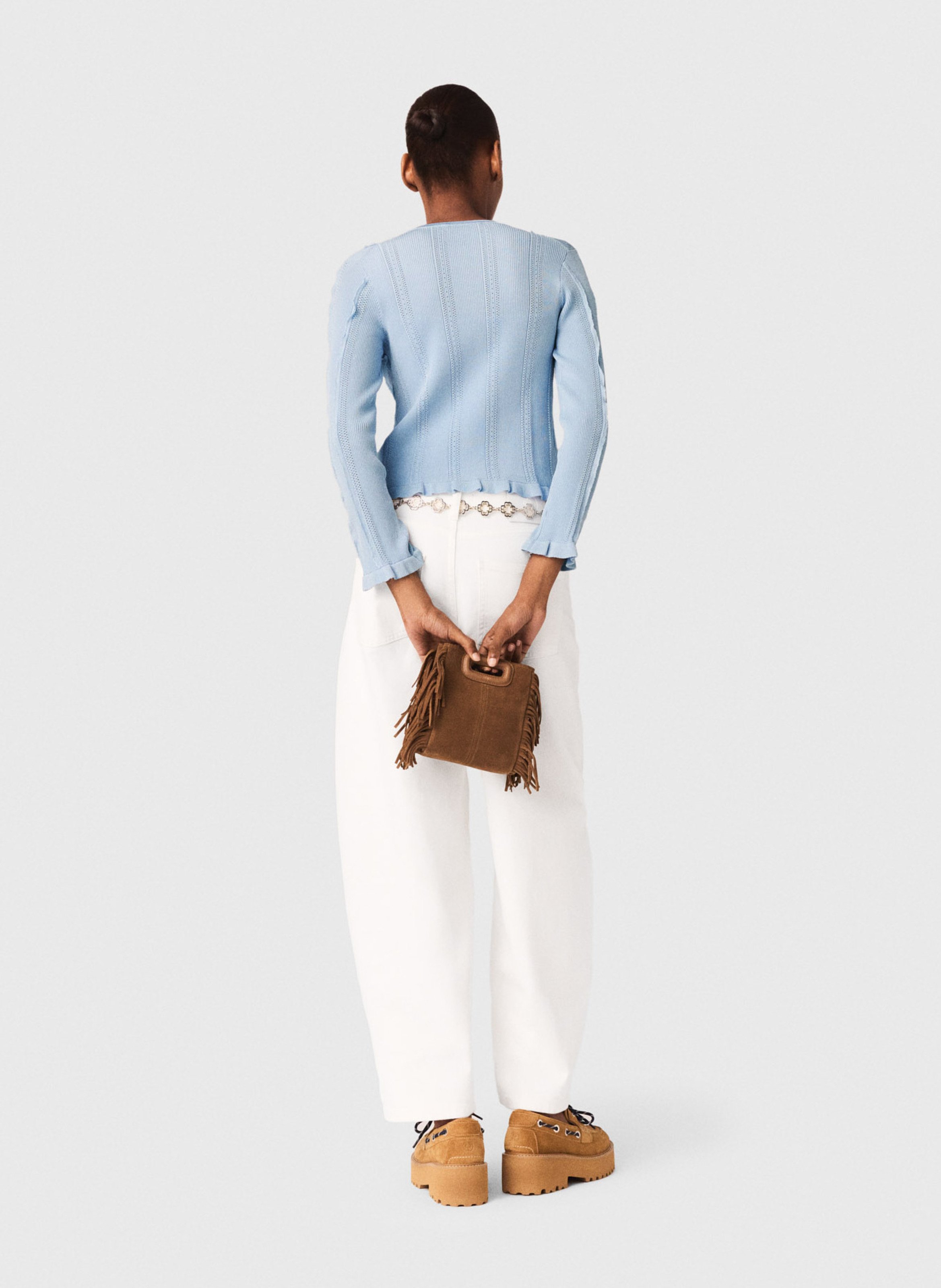 Cardigan 2-en-1 droit texturé MAJE Bleu