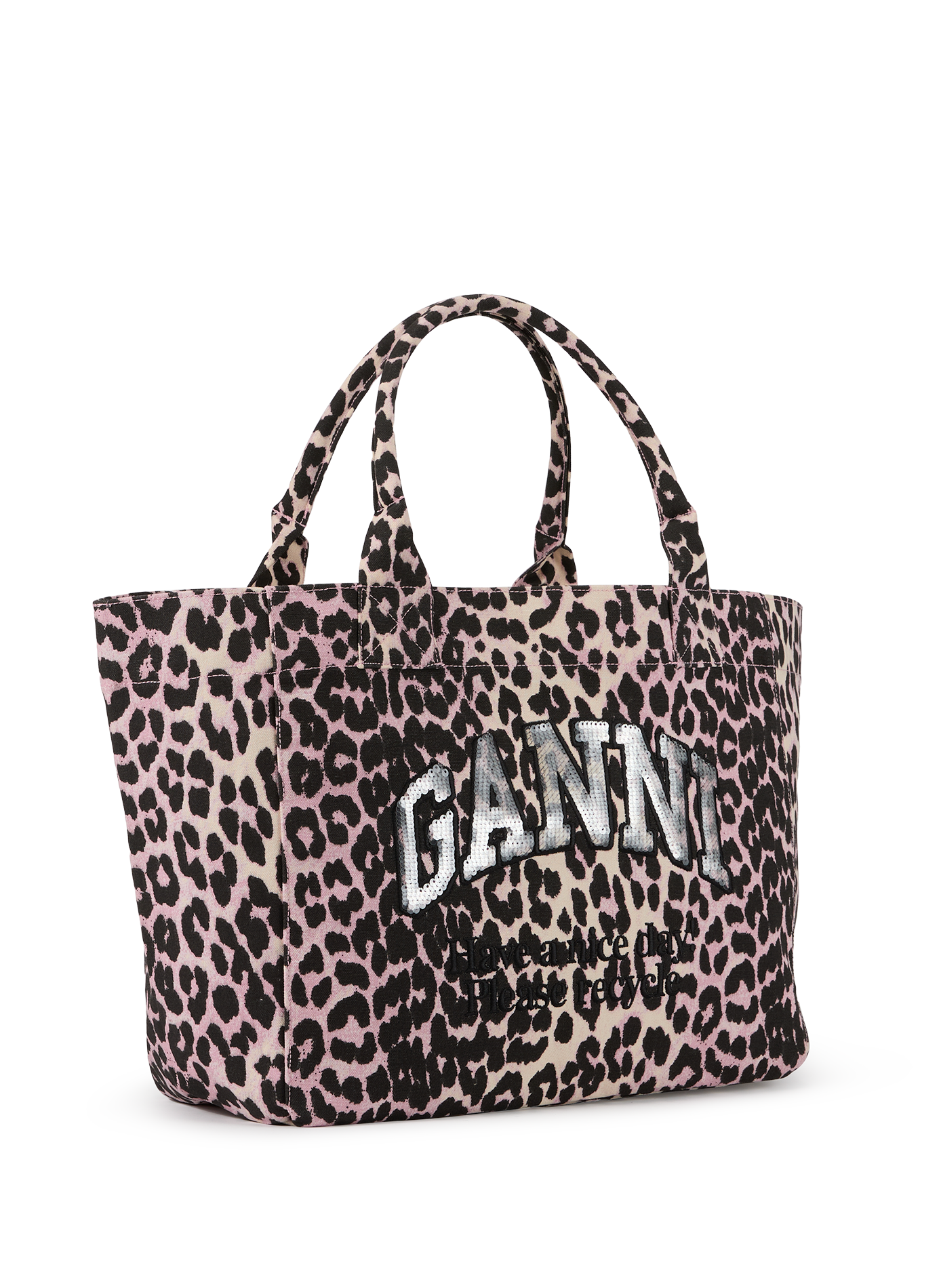 Tote bag with cotton print GANNI Purple