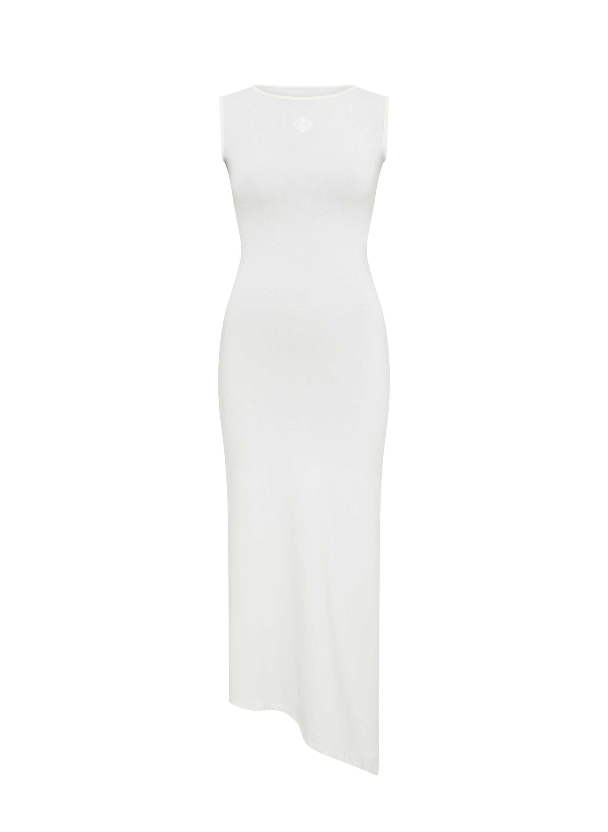 Pearl logo asymetrical midi dress MARINE SERRE White