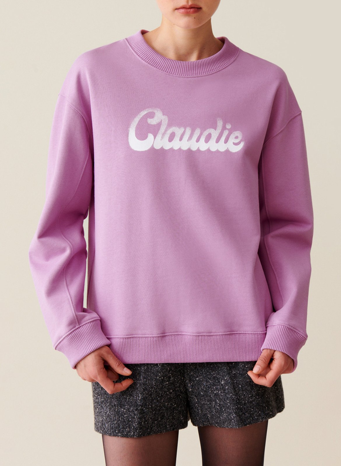 Sweatshirt ample imprimé en coton CLAUDIE PIERLOT Rose