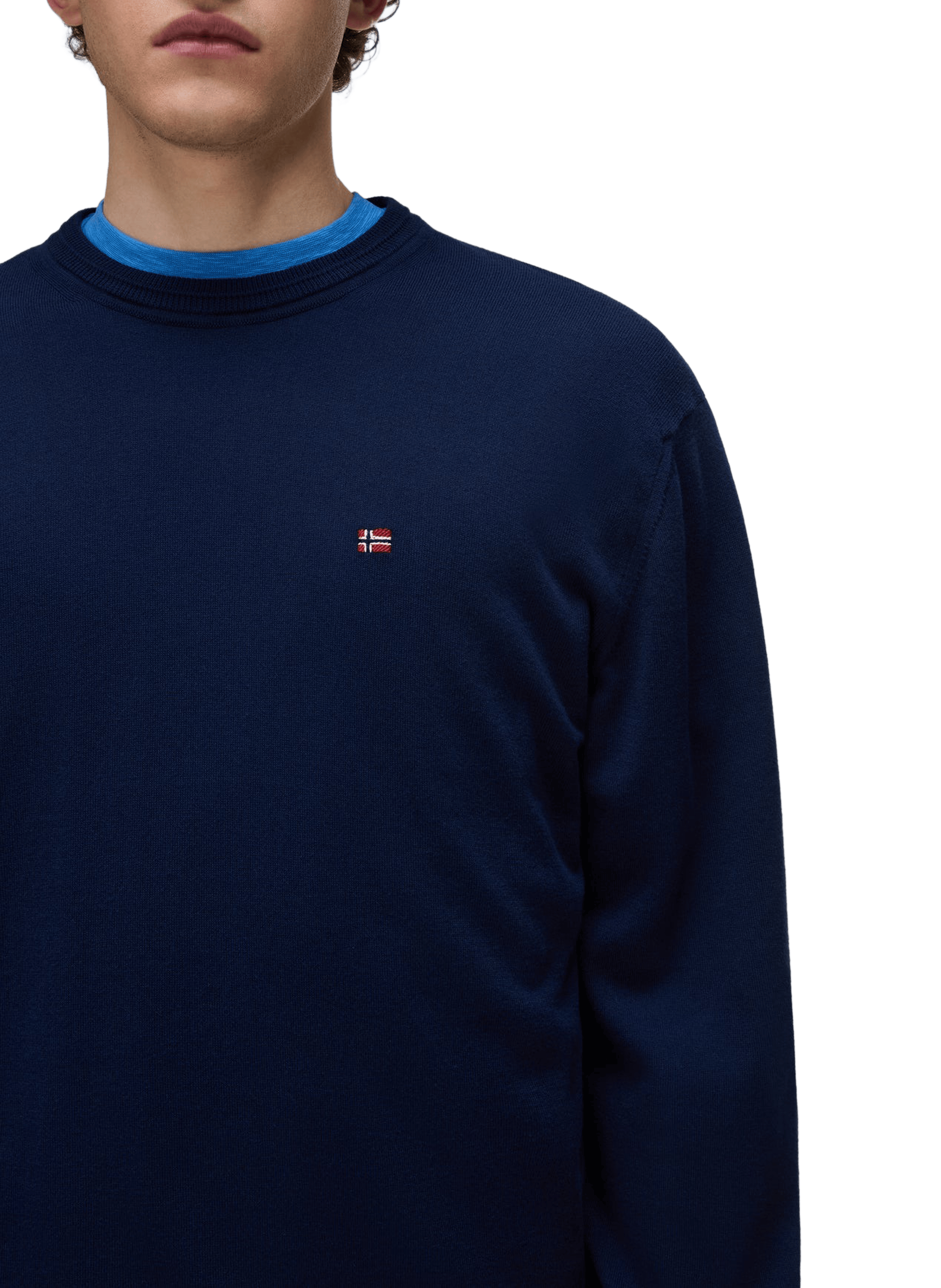 Pull droit Decatur 2.0 à logo brodé en coton NAPAPIJRI Bleu