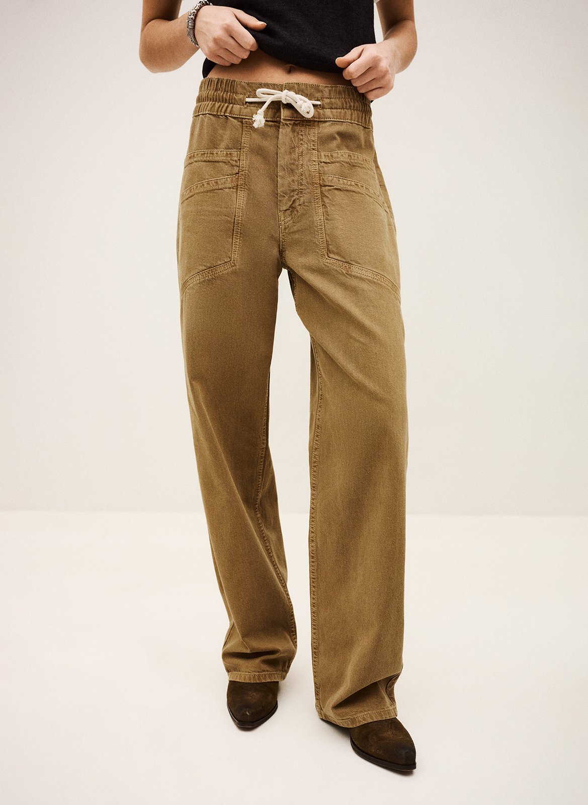 Pantalon droit en coton mélangé fima BA&SH Marron