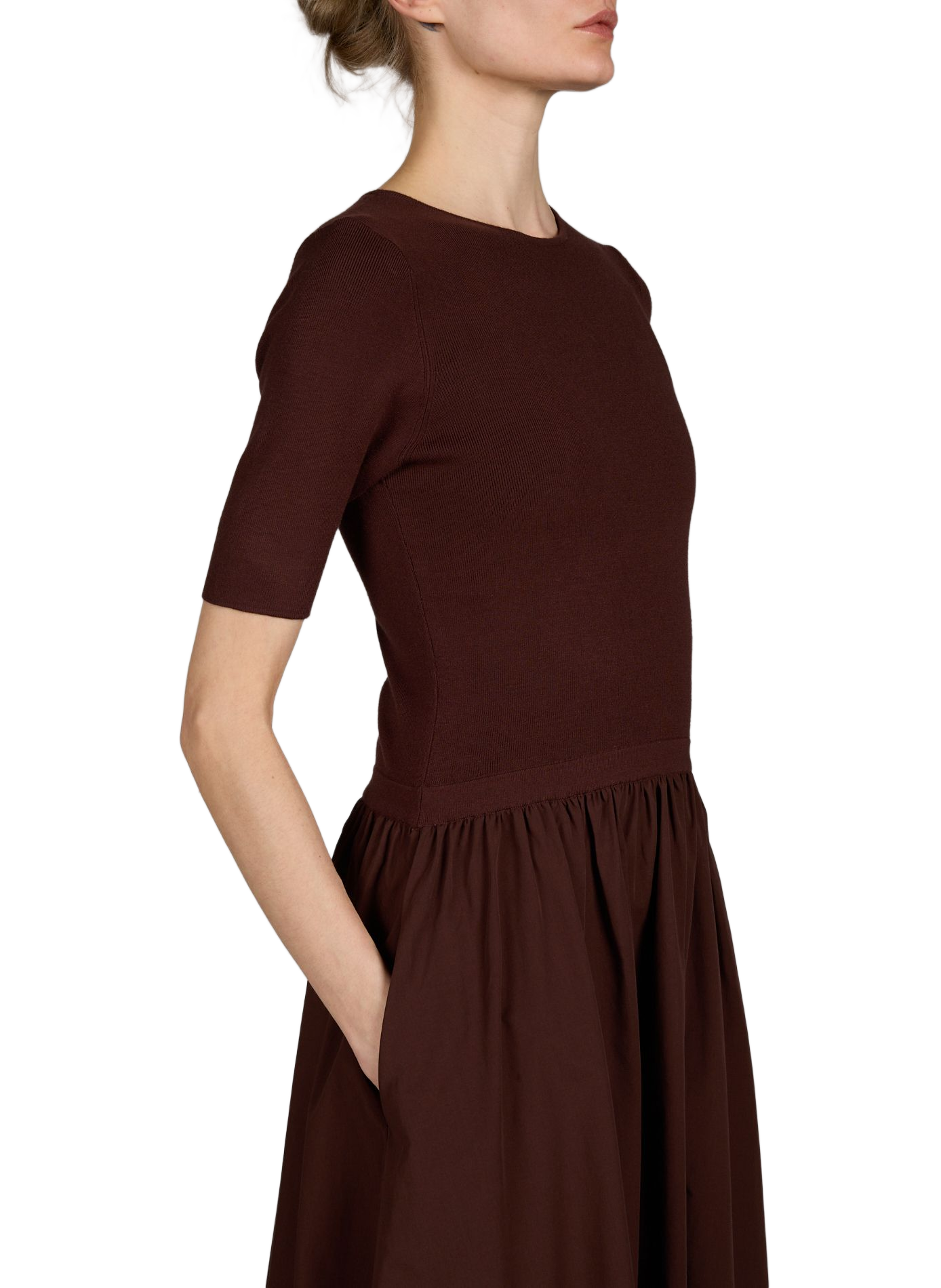 Robe longue bi-matière PETITE MENDIGOTE Marron