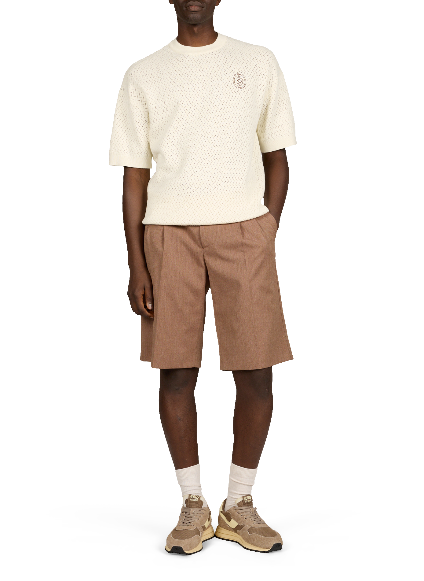 Two-tone serrated sole sneakers AUTRY Brown