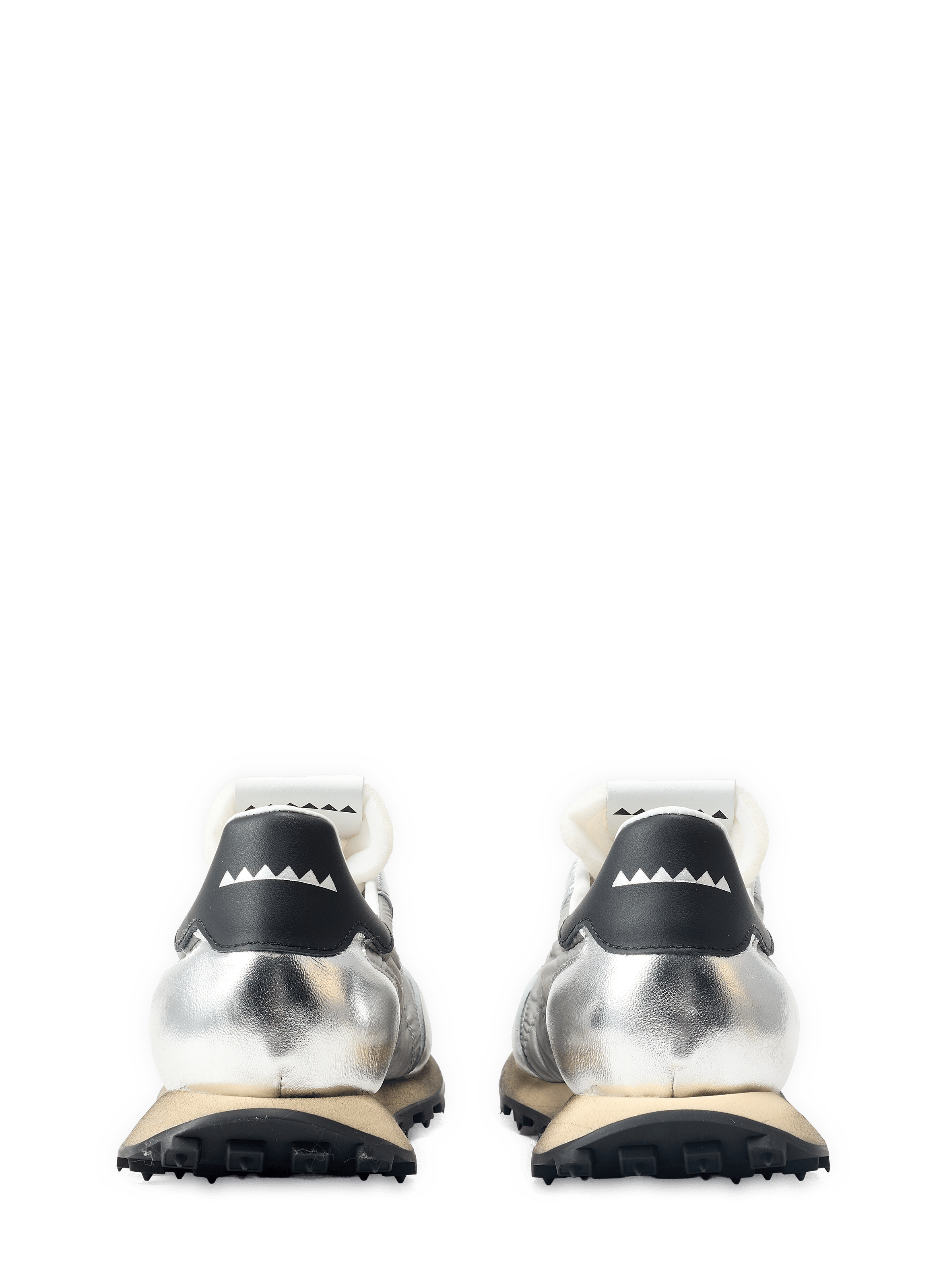 Shiny mixed leather sneakers RUN OF Grey