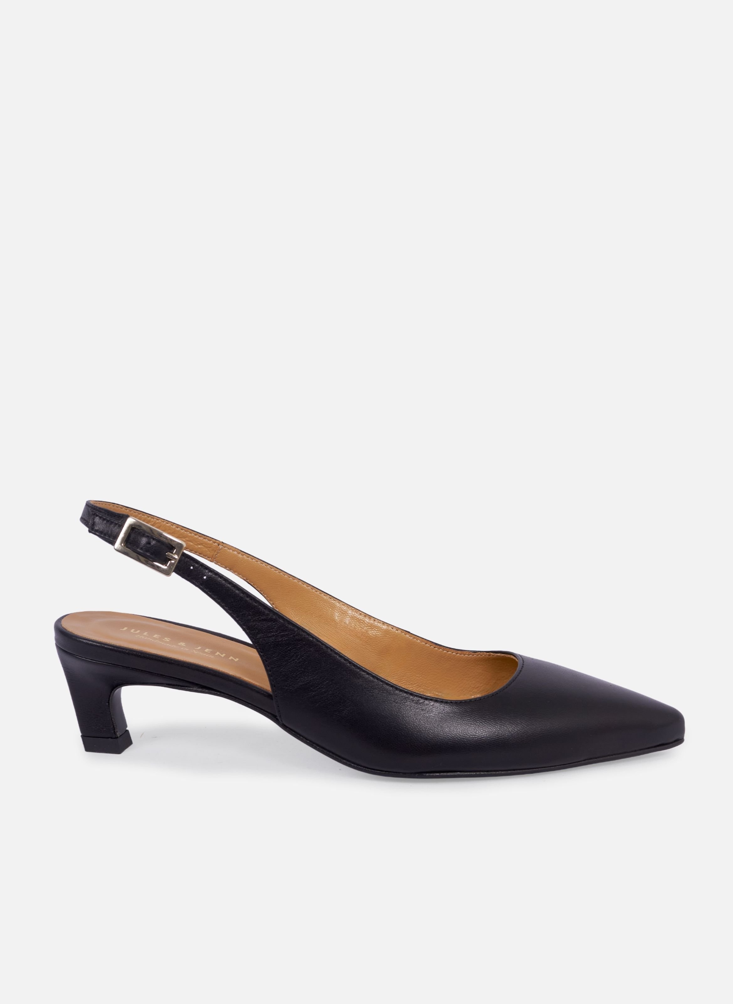 Escarpins slingback albane petit talon cuir lisse JULES & JENN Noir