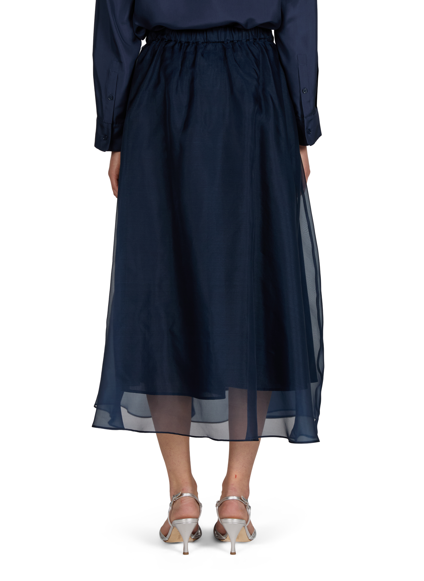 Jupe longue évasée en soie MAX MARA WEEK END Bleu