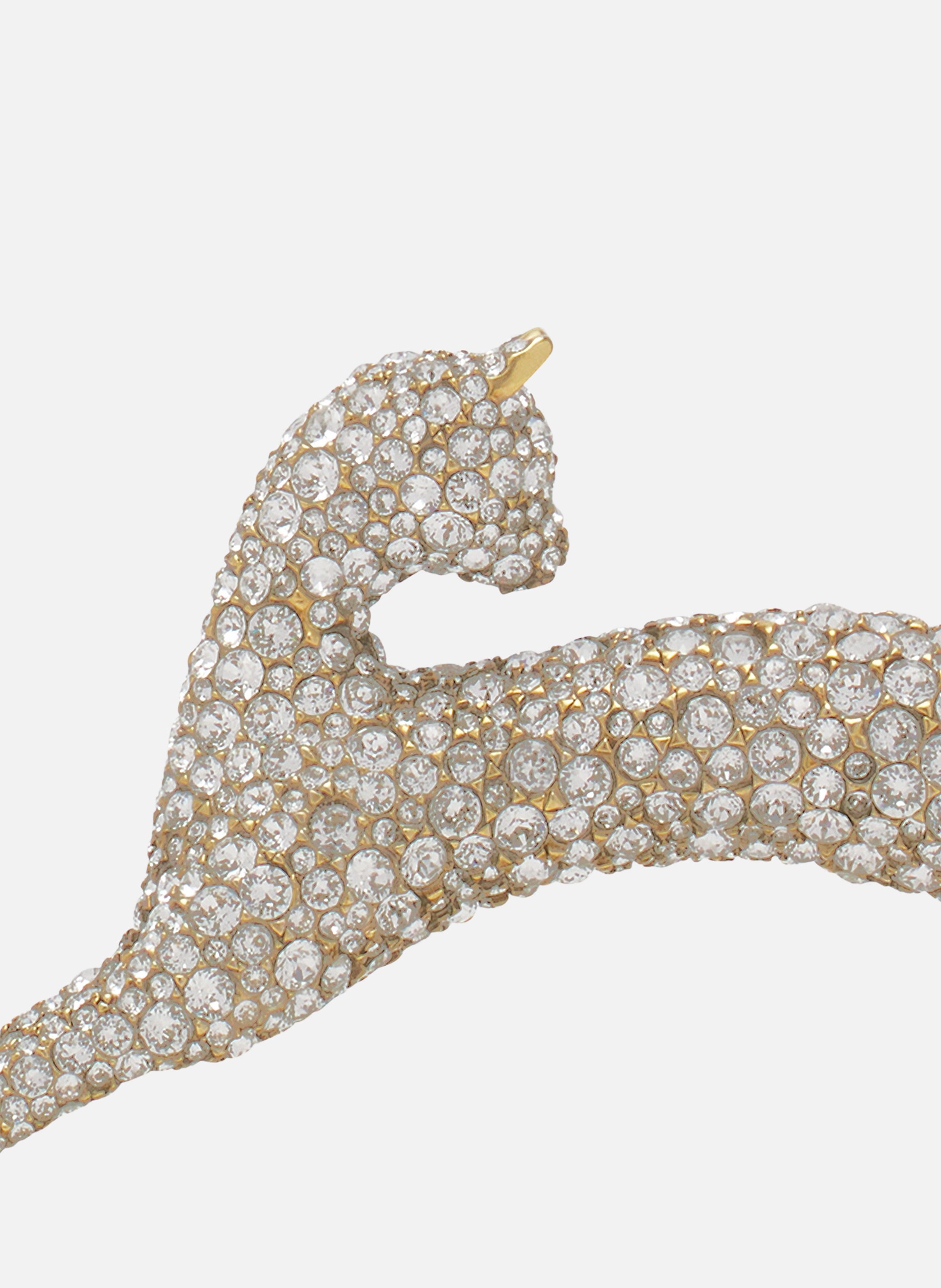 Sac pencil cat nano en cuir et strass LANVIN Blanc