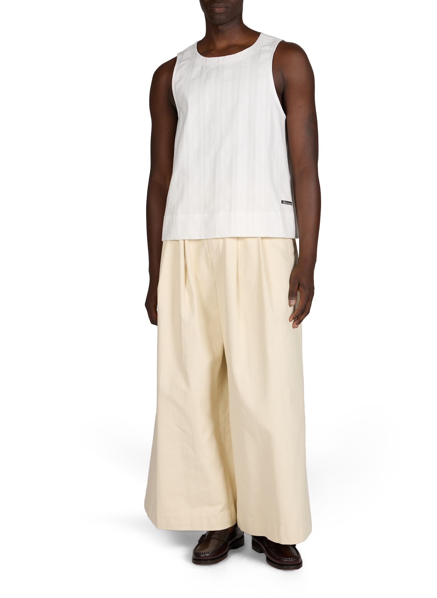Two-sided cotton tank top RENÈ White