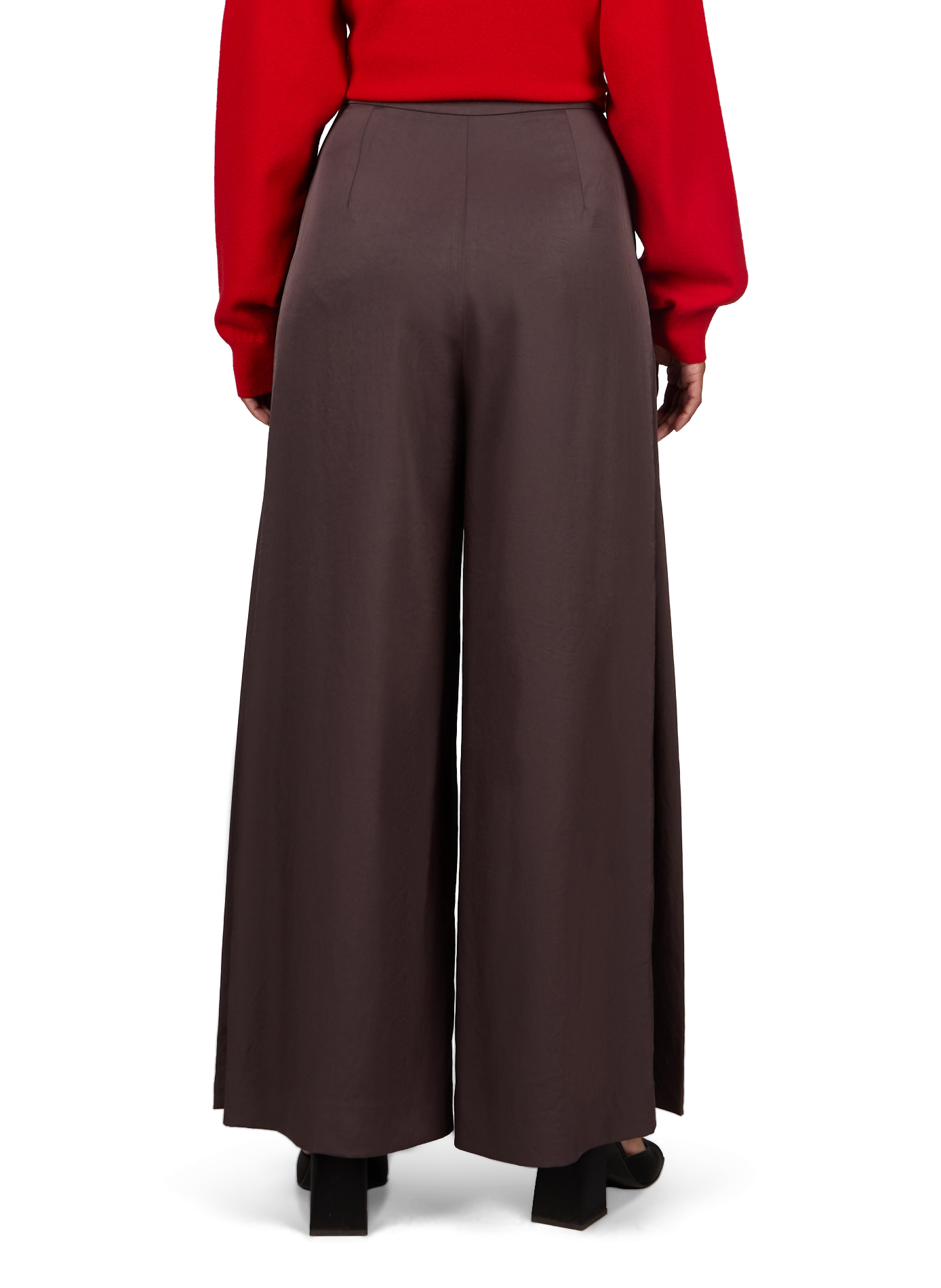 Satin Wide Leg Pants R2W Brown