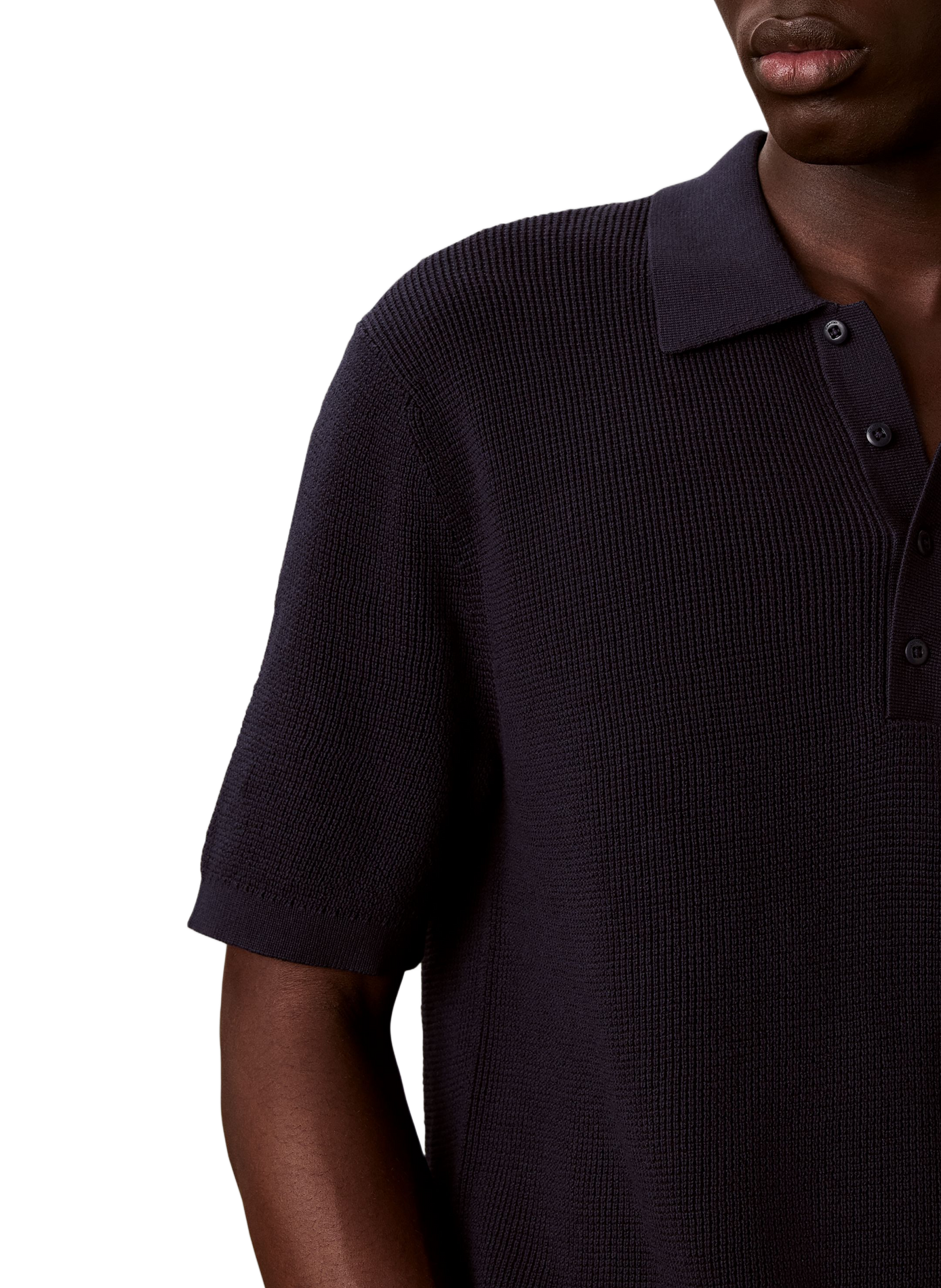 Geripptes Poloshirt mit kurzen Ärmeln aus Baumwolle | Blau CALVIN KLEIN Herren