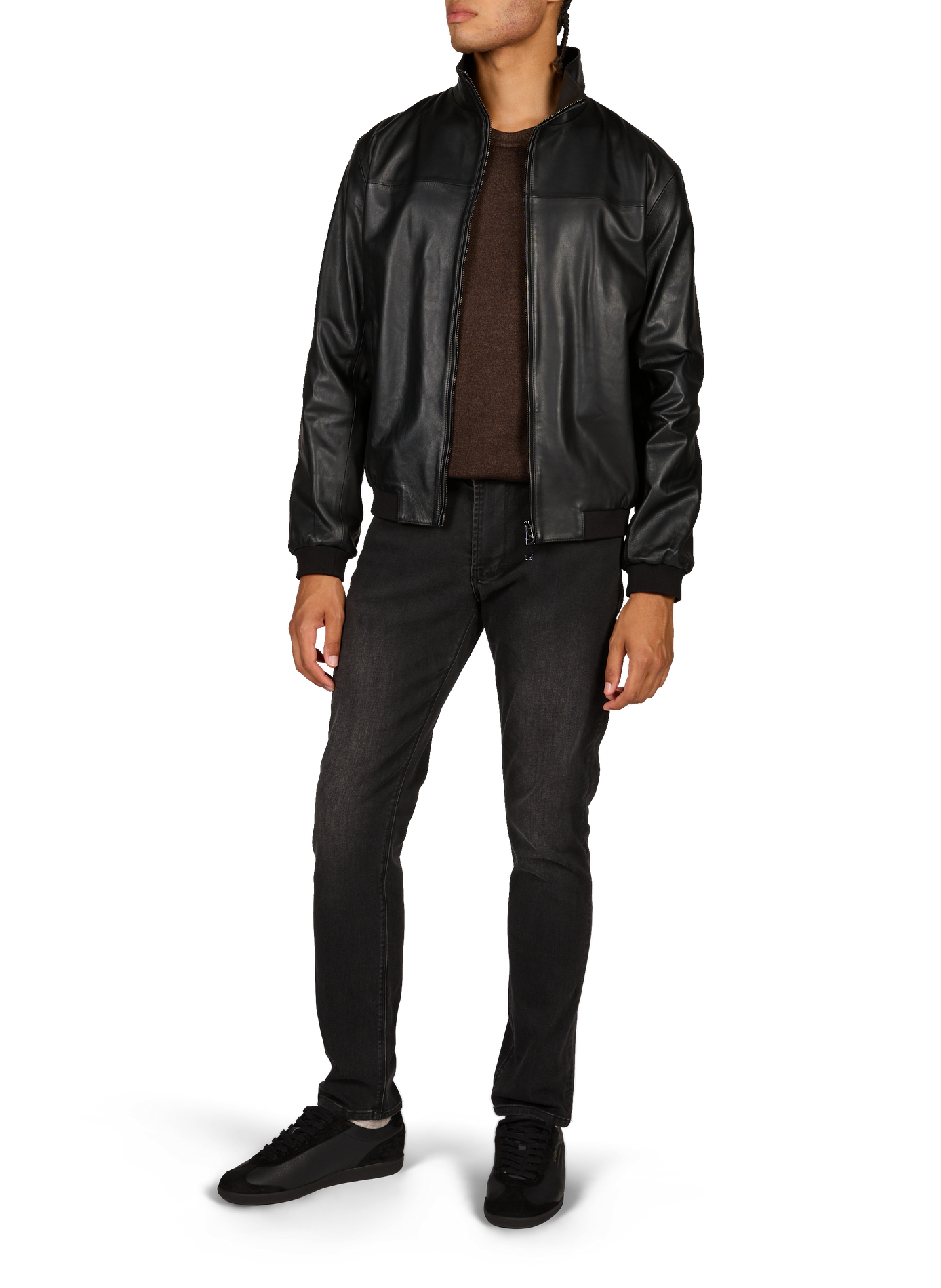 Blouson oversize en cuir EMPORIO ARMANI Noir