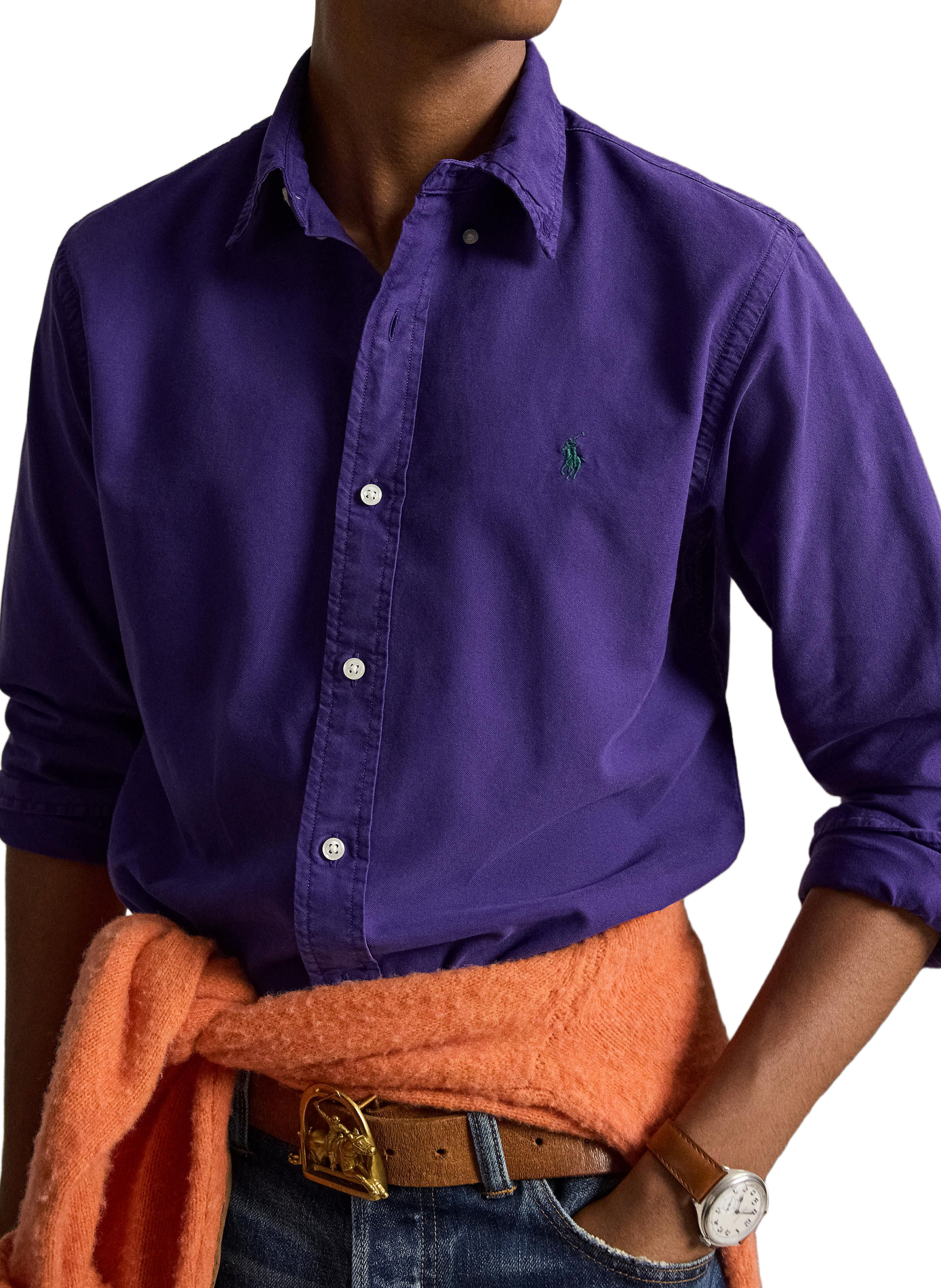 Chemise à manches longues en coton  | Violet POLO RALPH LAUREN Homme