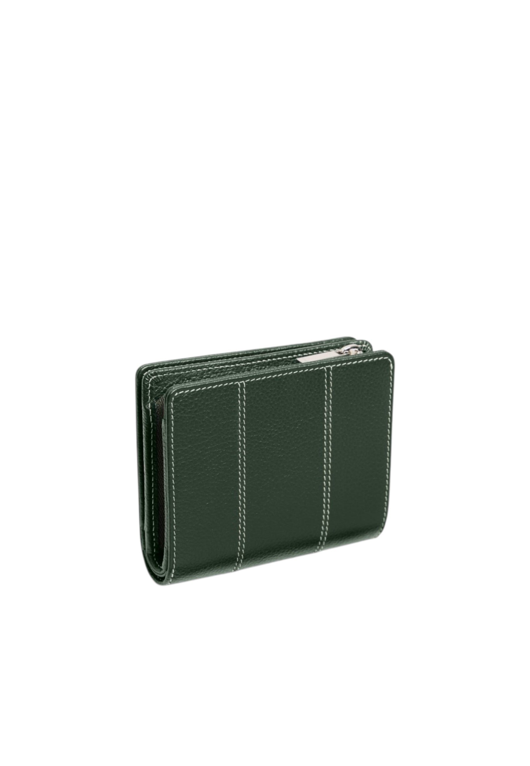 Petit portefeuille marguerite en cuir grainé LE TANNEUR Vert