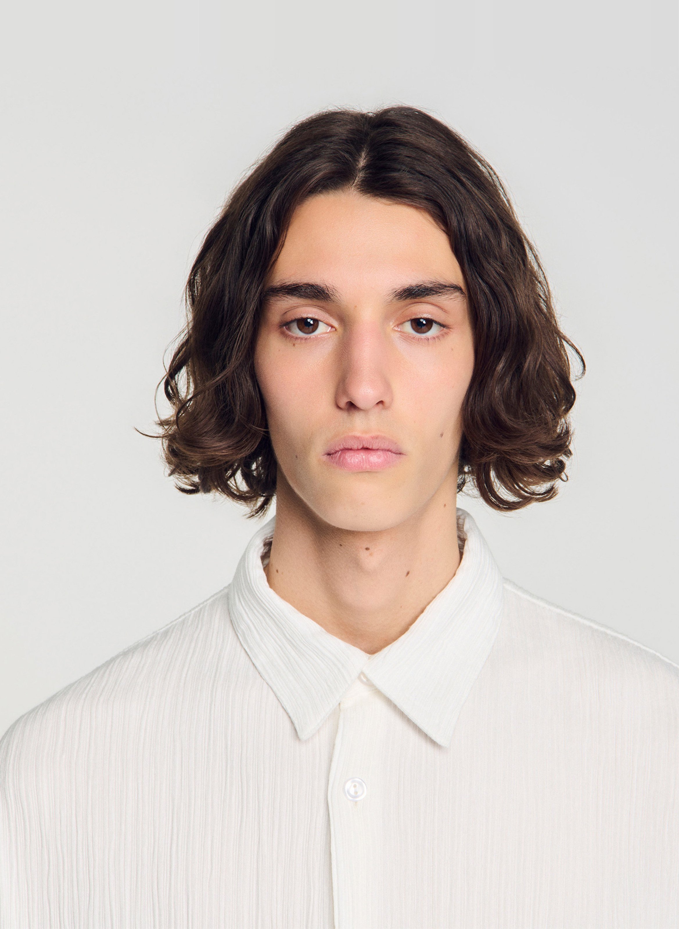 Chemise droite froncée unie SANDRO Blanc