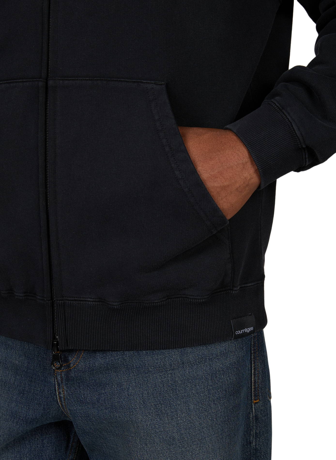 Gewassen katoenen hoodie met verweerd effect COURRÈGES Grijs