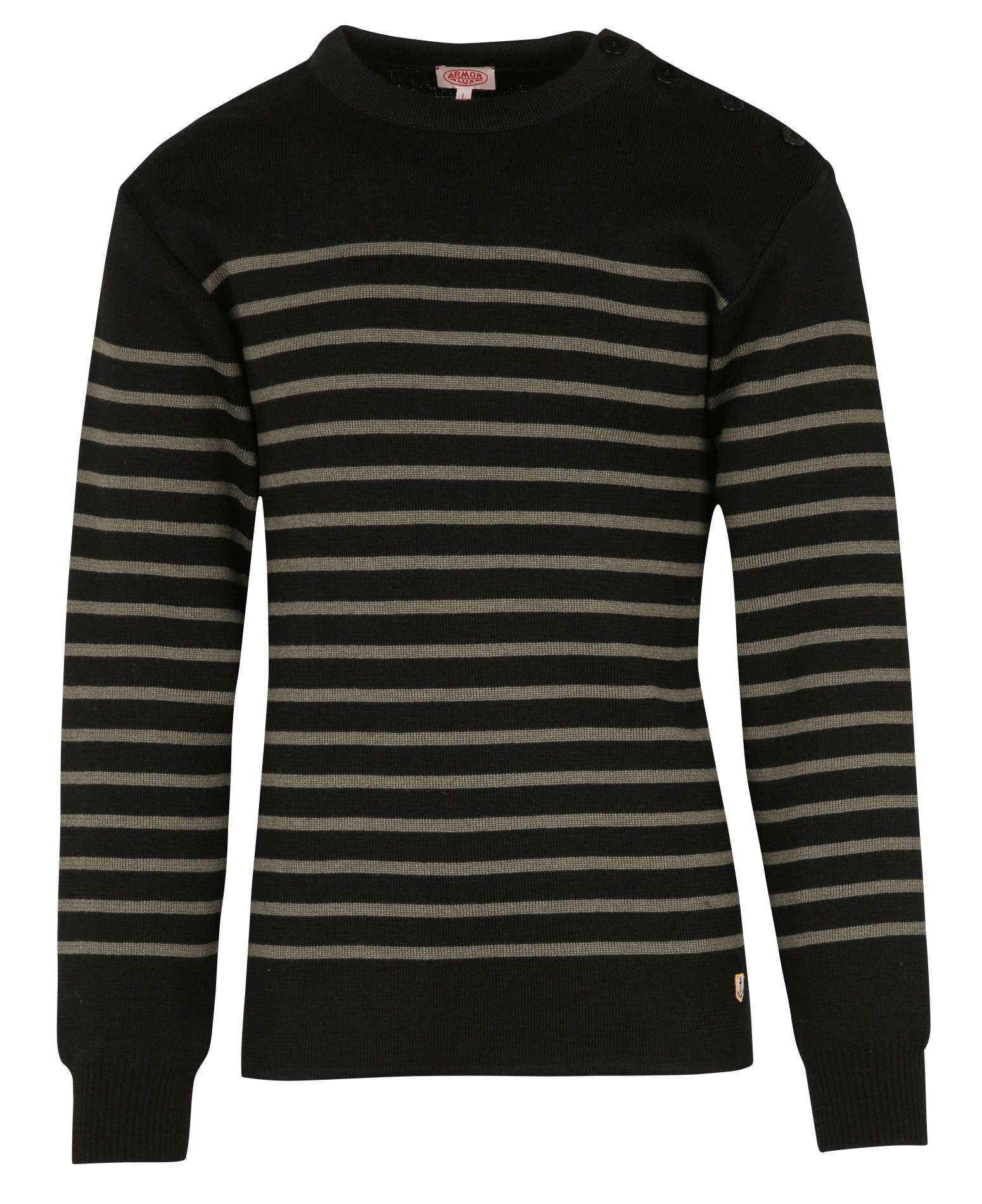 Pull col rond regular-fit en laine ARMOR-LUX Noir