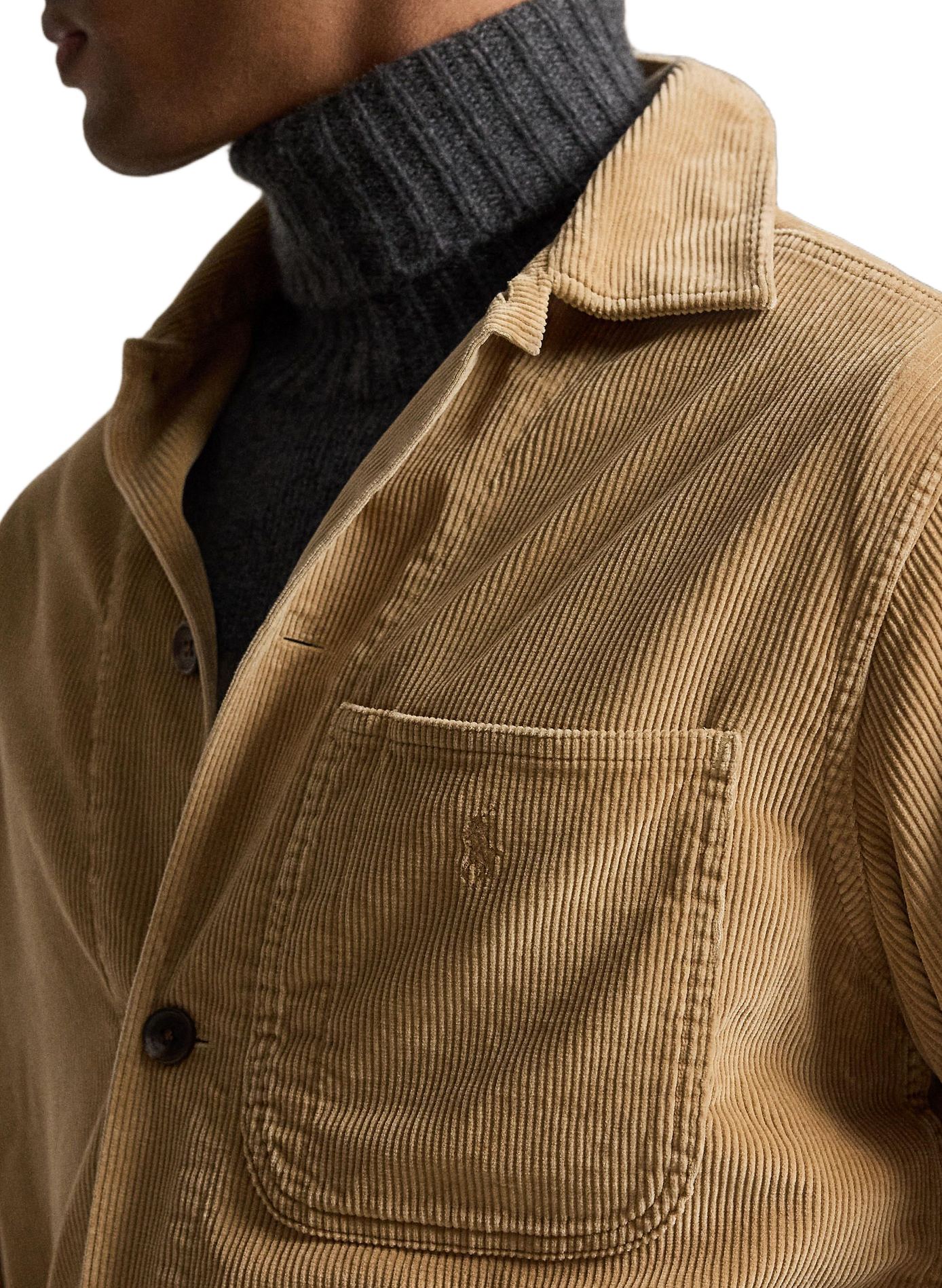 Surchemise droite col classique côtelée en coton POLO RALPH LAUREN Beige