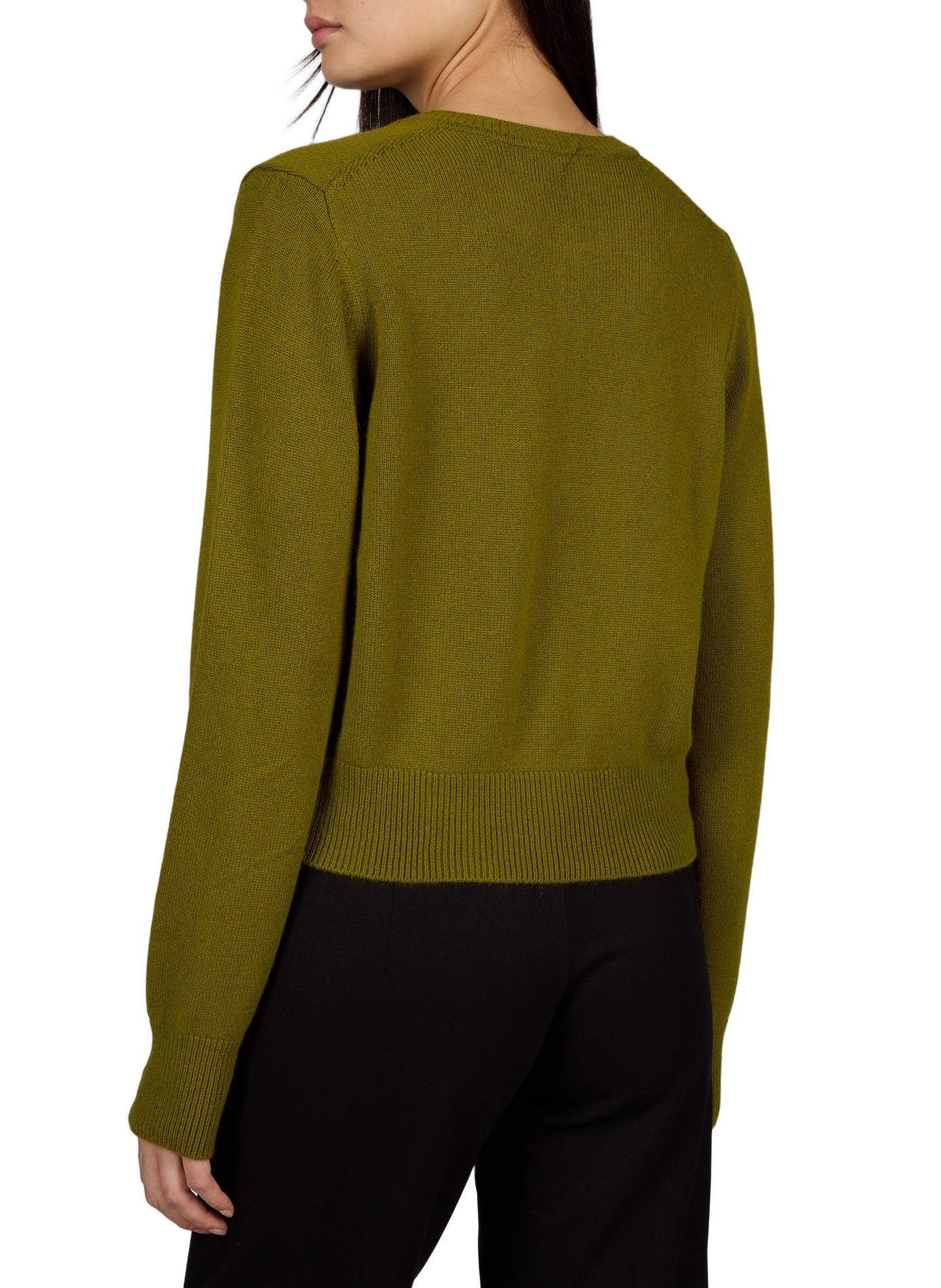Straight round neck buttoned cardigan DUNST Green