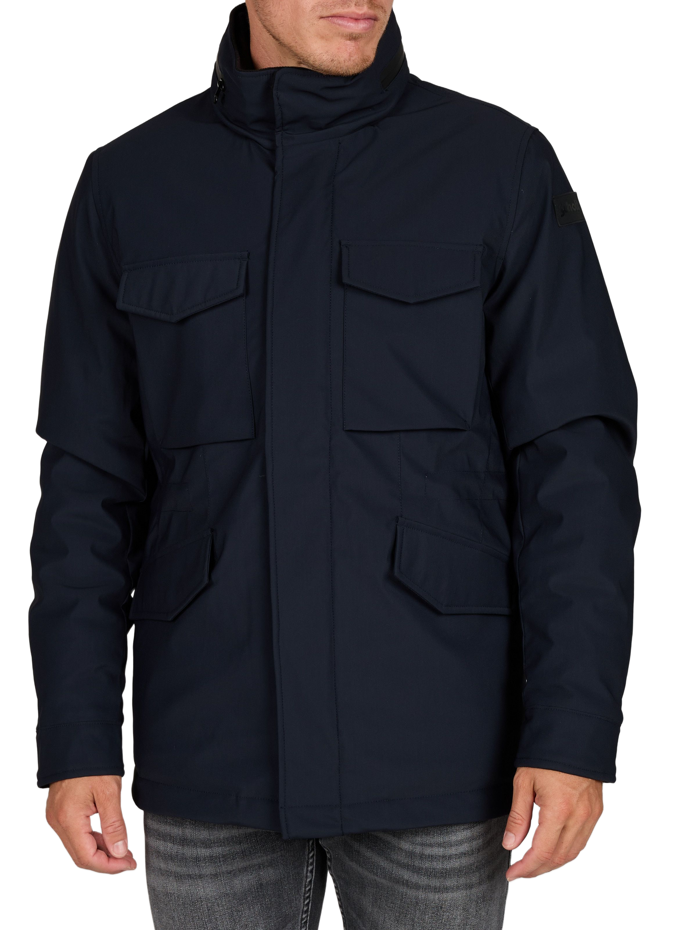 Gerade geschnittene Jacke mit Stehkragen SCHOTT Blau