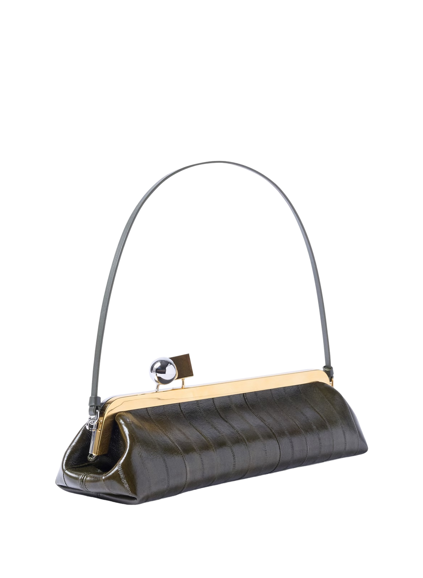 La pochette Salon en cuir d'anguille tanné JACQUEMUS Khaki
