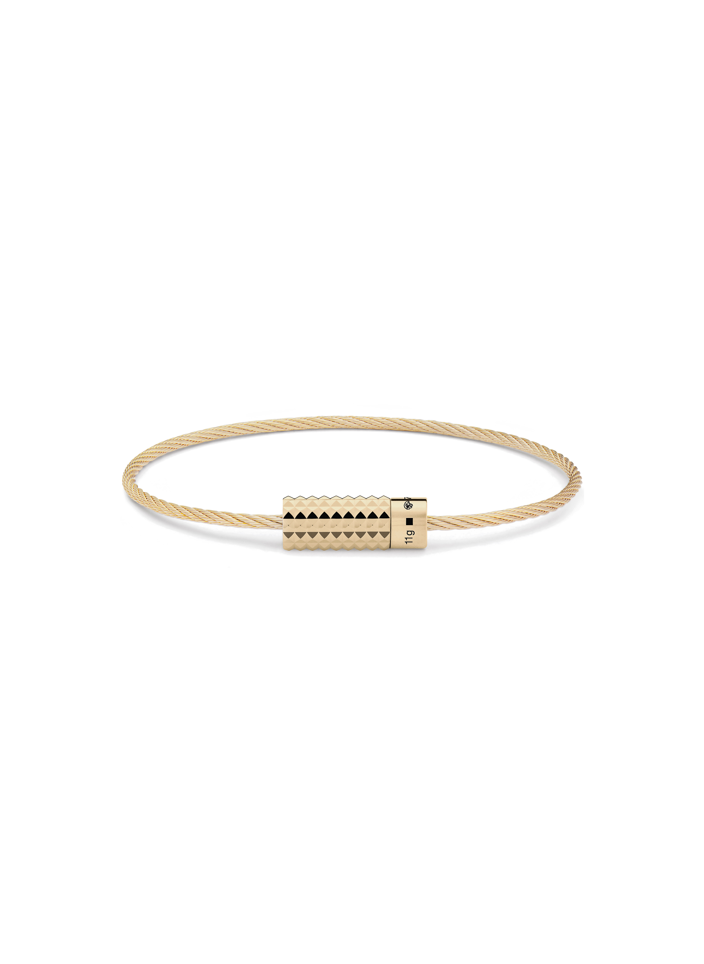 LE GRAMME Bracelet câble le 11g guilloché pyramidal en or jaune Doré