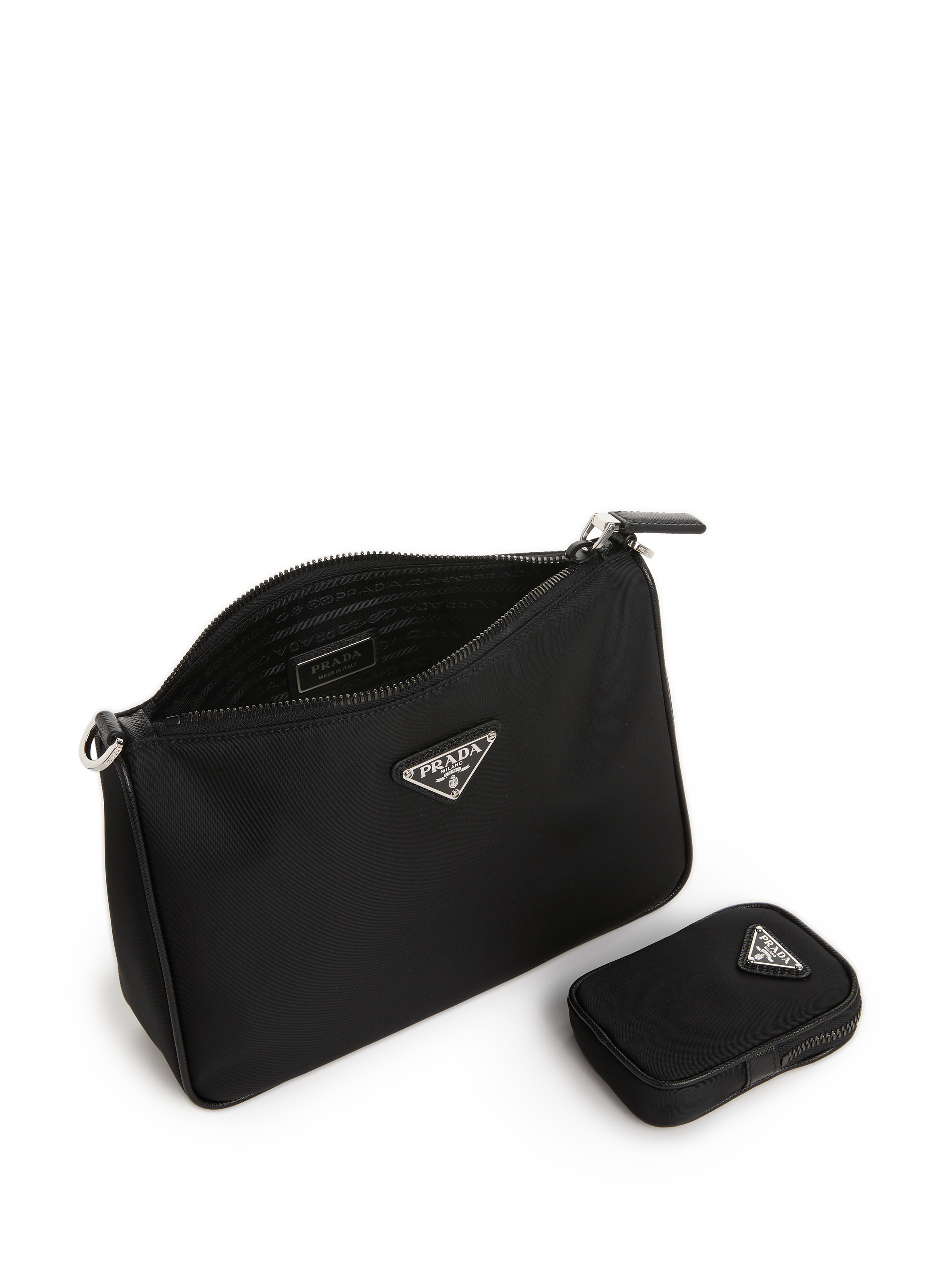 Re-Nylon and Saffiano leather shoulder bag PRADA Black
