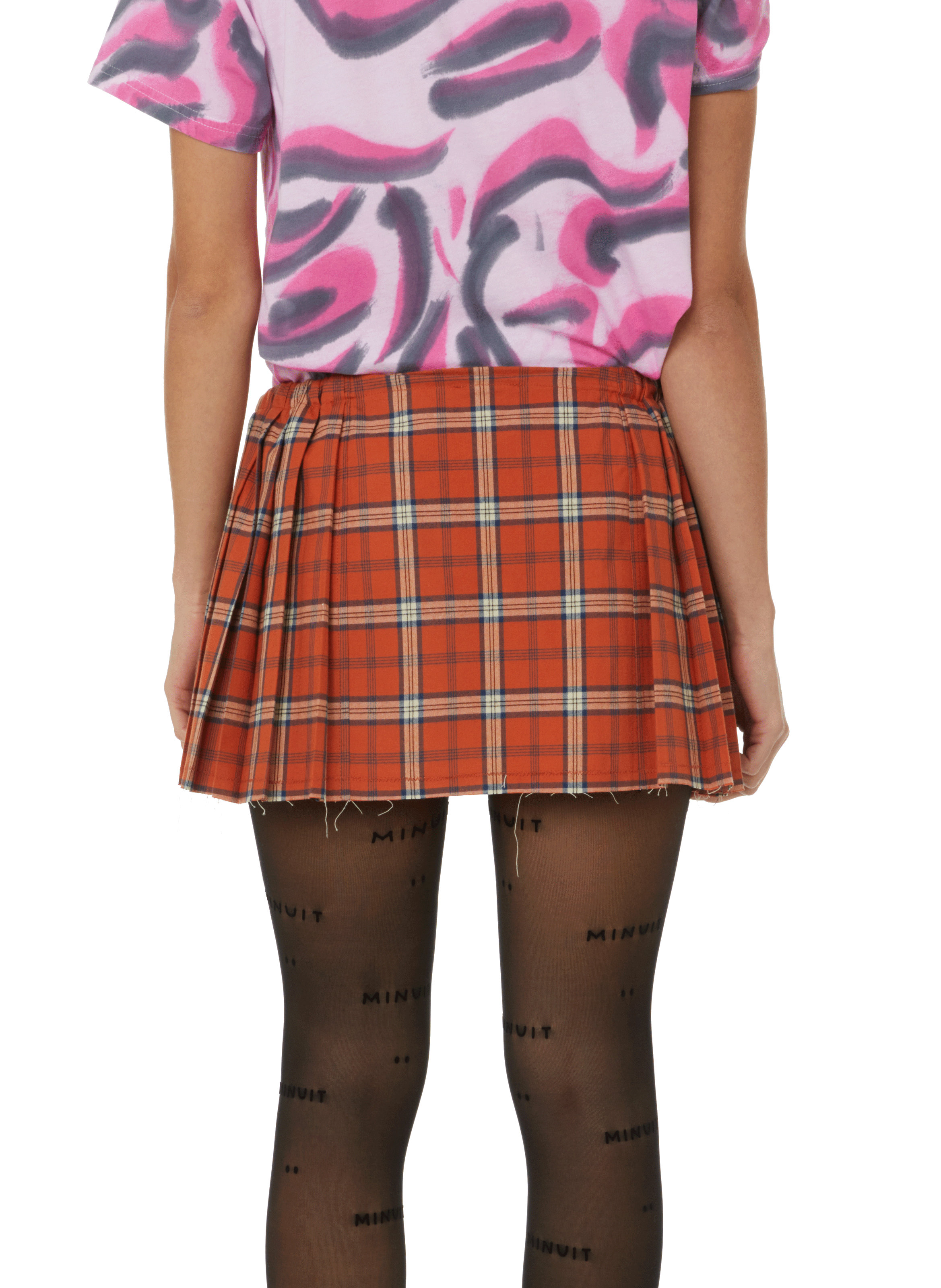Minijupe à carreaux en coton COLLINA STRADA Orange