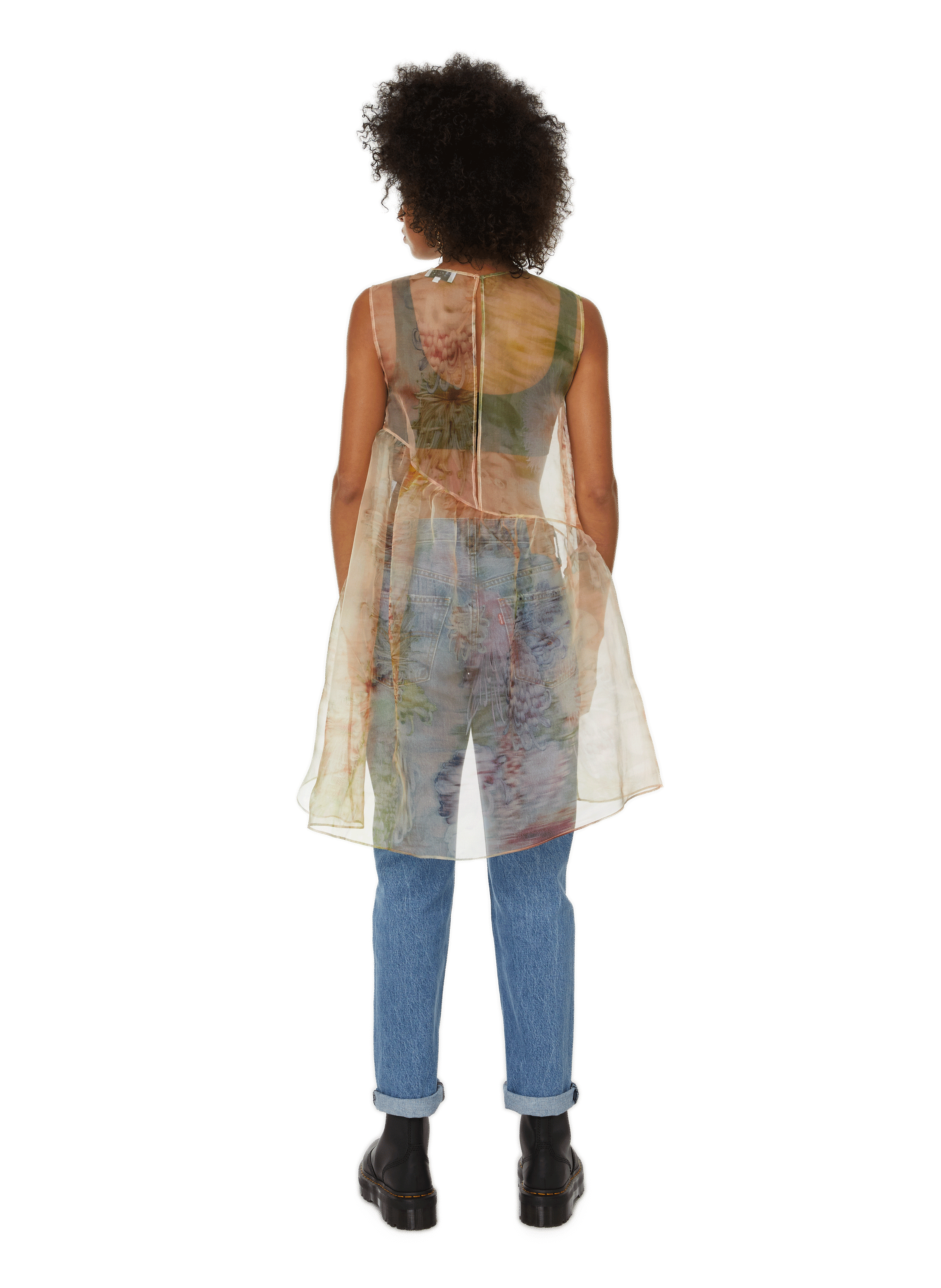 Robe courte en organza de soie COLLINA STRADA Multicolore