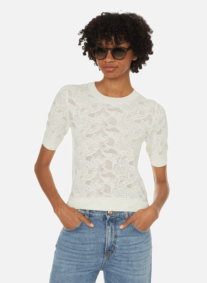 CHLOÉ embroidered wool and silk top