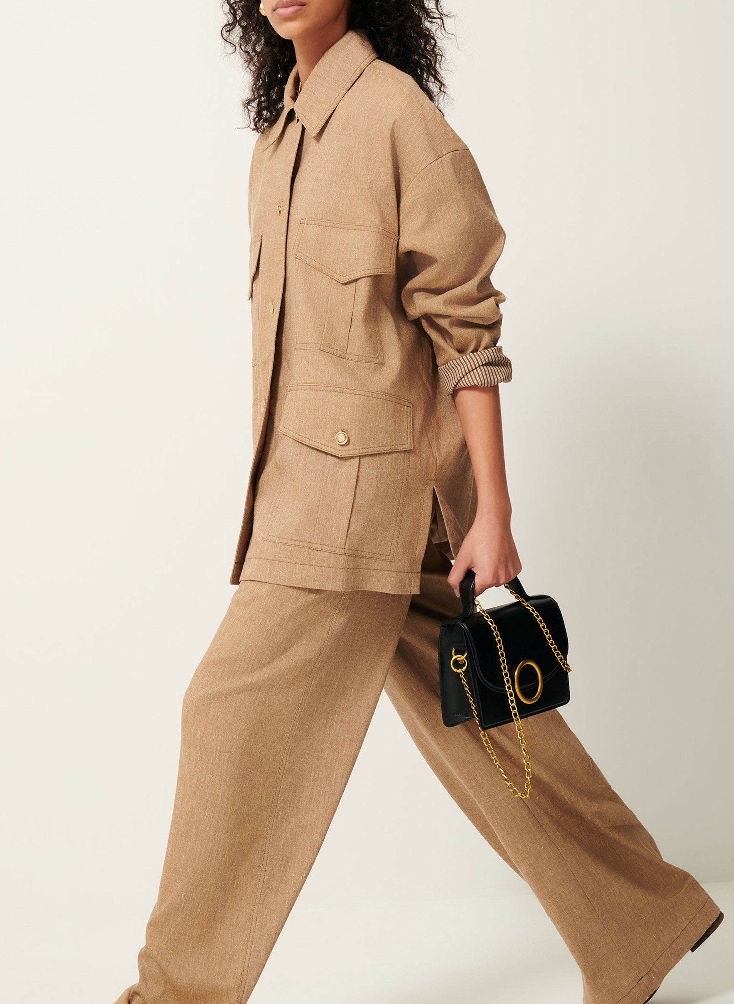 Veste esprit saharienne en lin mélangé sahajo SESSUN Beige