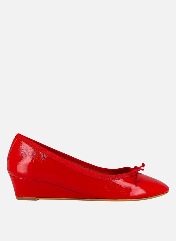 Ballerines compensées en cuir vernis airelle Rouge by JONAK JONAK Ballerines compensées en cuir vernis airelle Rouge