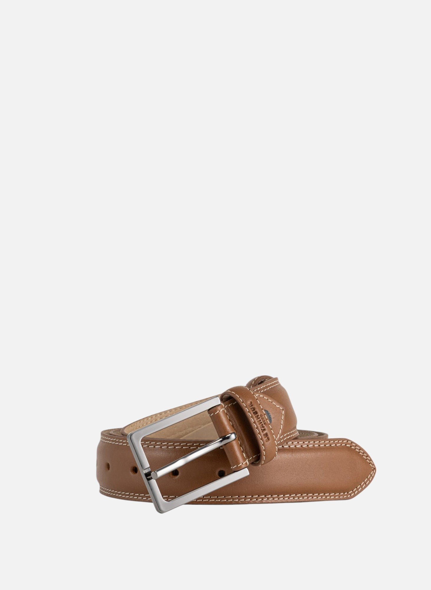 Ceinture avec boucle carrée martin en cuir lisse LE TANNEUR Marron