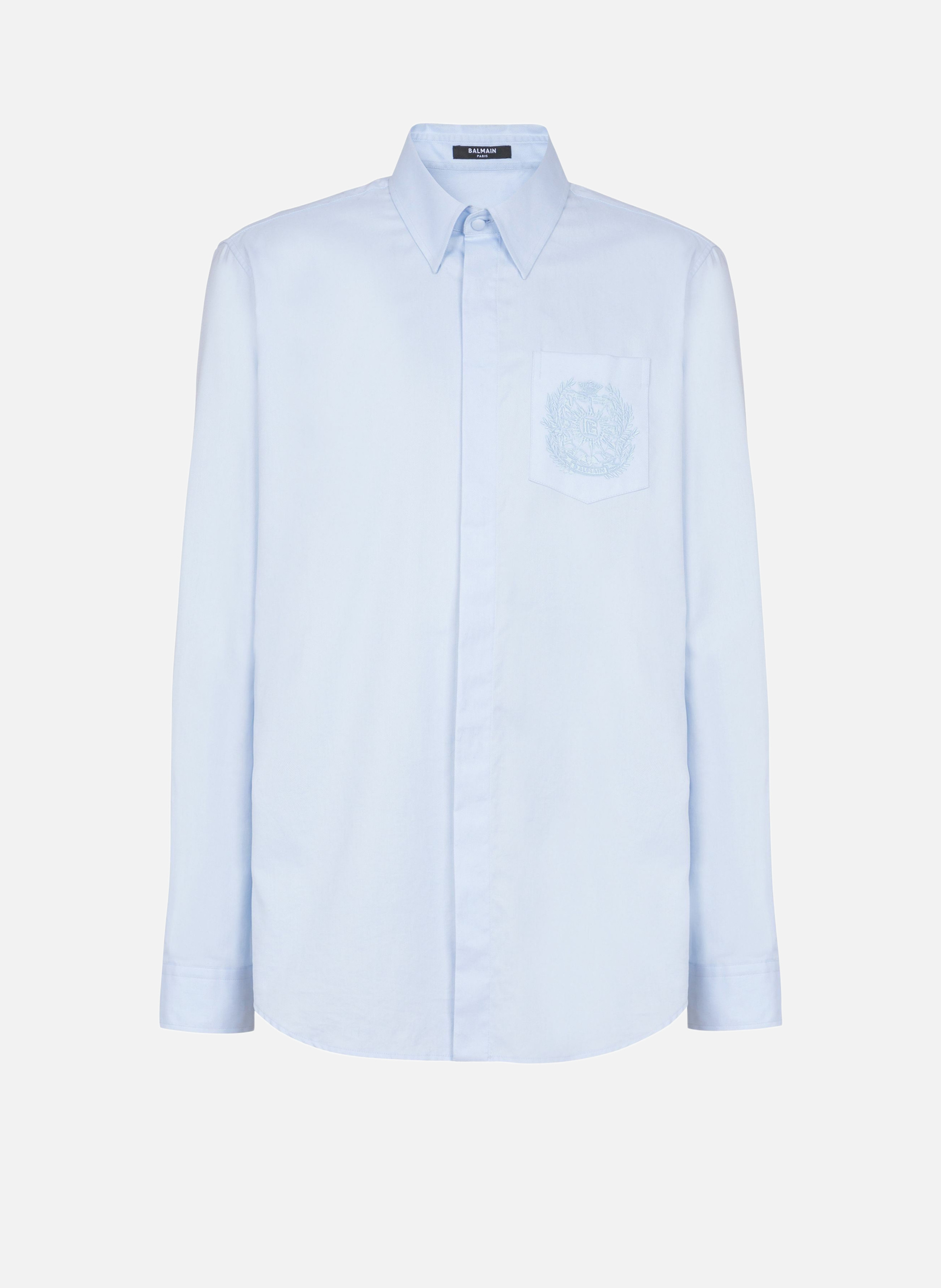 Chemise en coton brodée balmain écusson BALMAIN Bleu