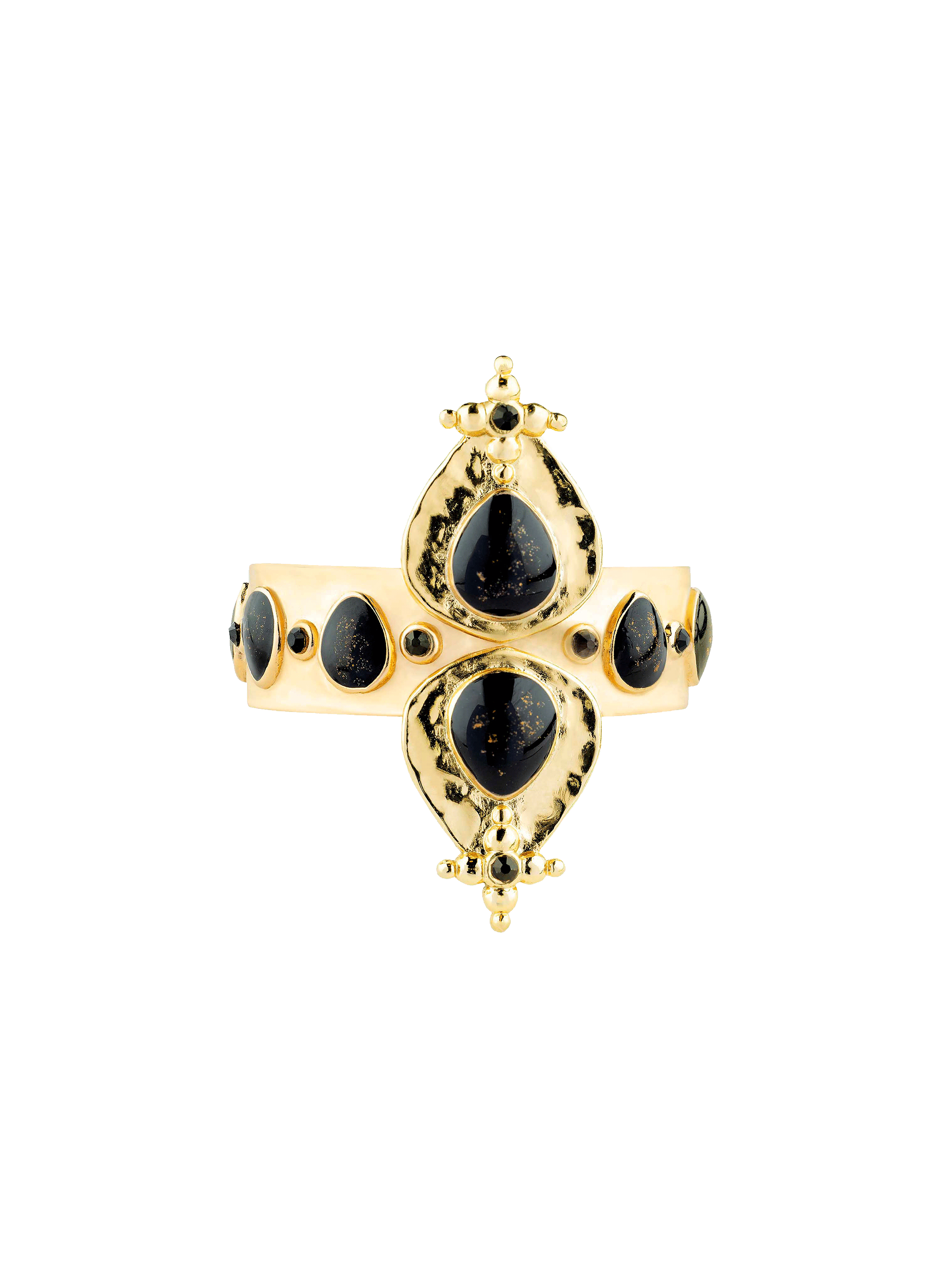 Bague réglable cabochon émail vadja HIPANEMA Noir