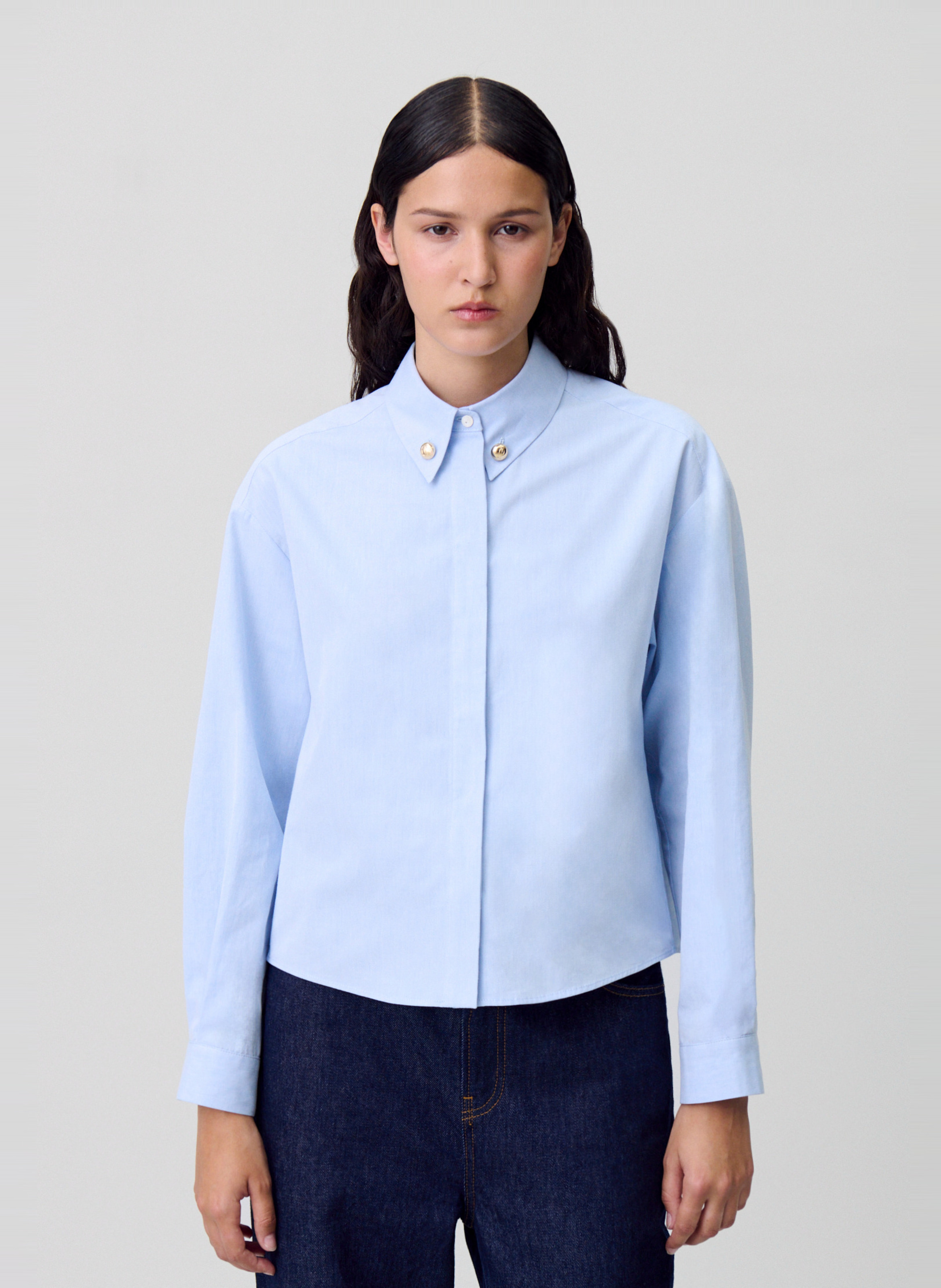 Chemise droite en coton CLAUDIE PIERLOT Bleu