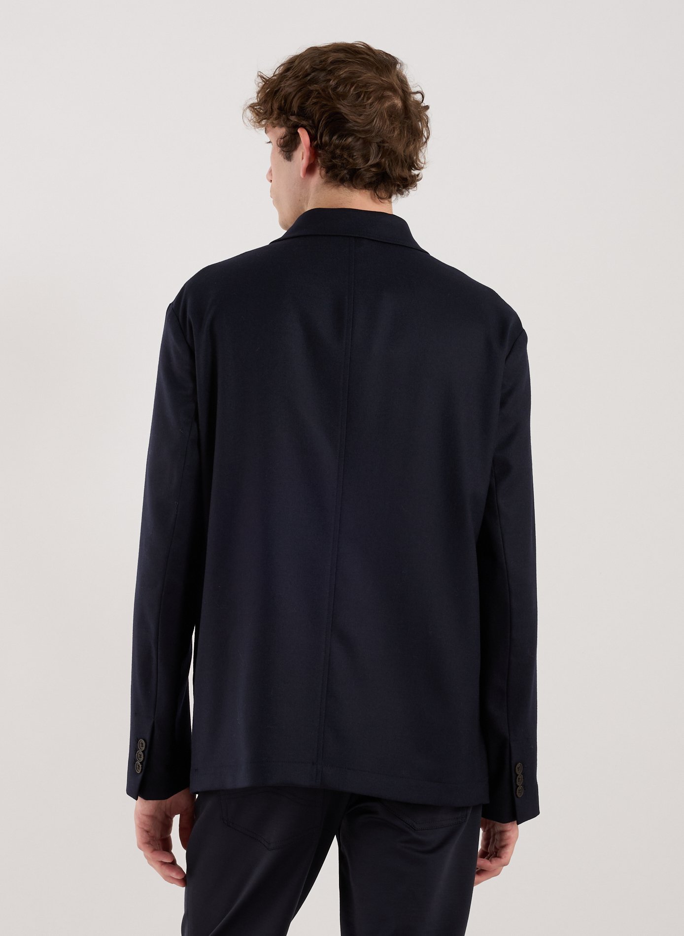 Jacket with classic collar in wool blend EMPORIO ARMANI Blue