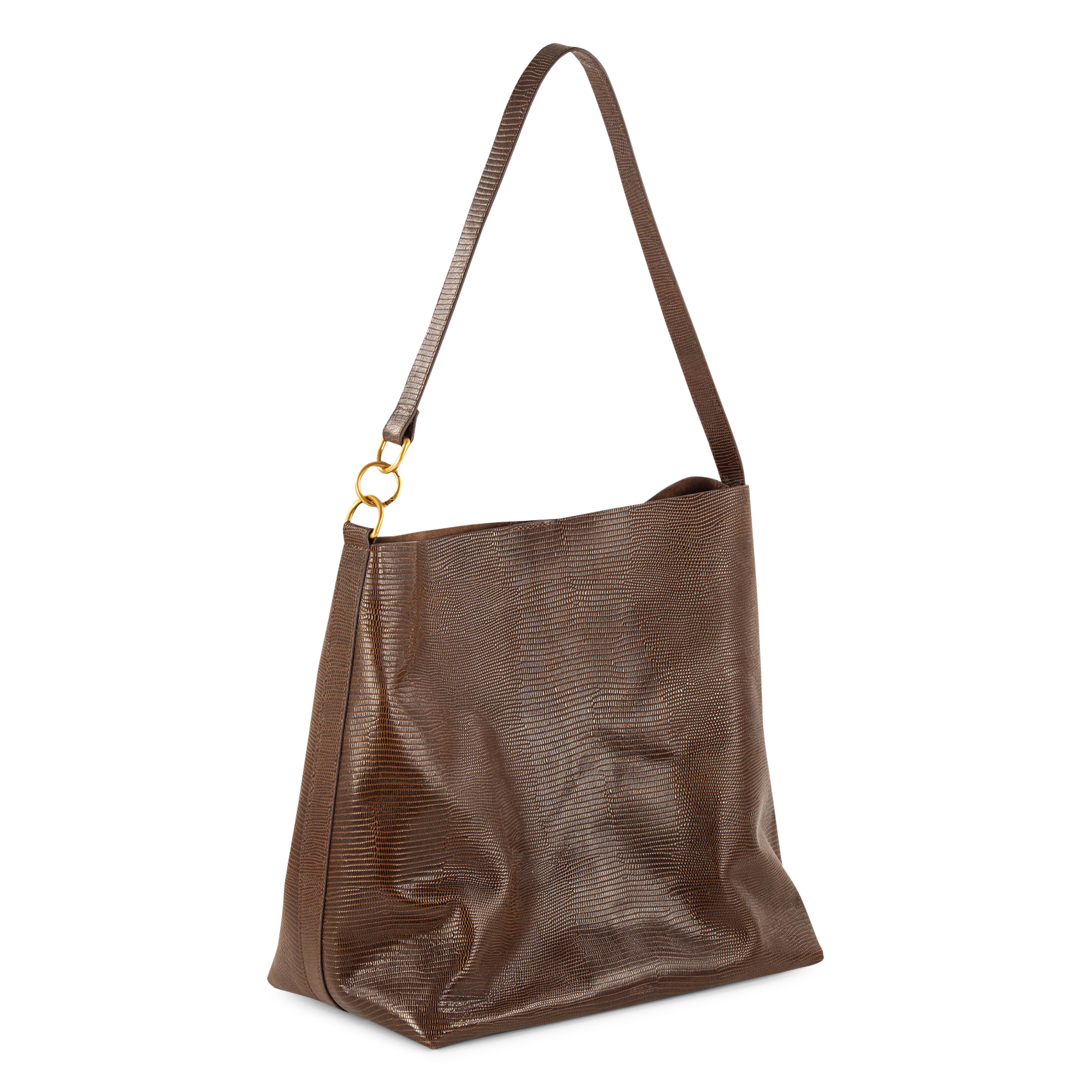 Grand cabas imprimé lézard en cuir vita mia e Marron