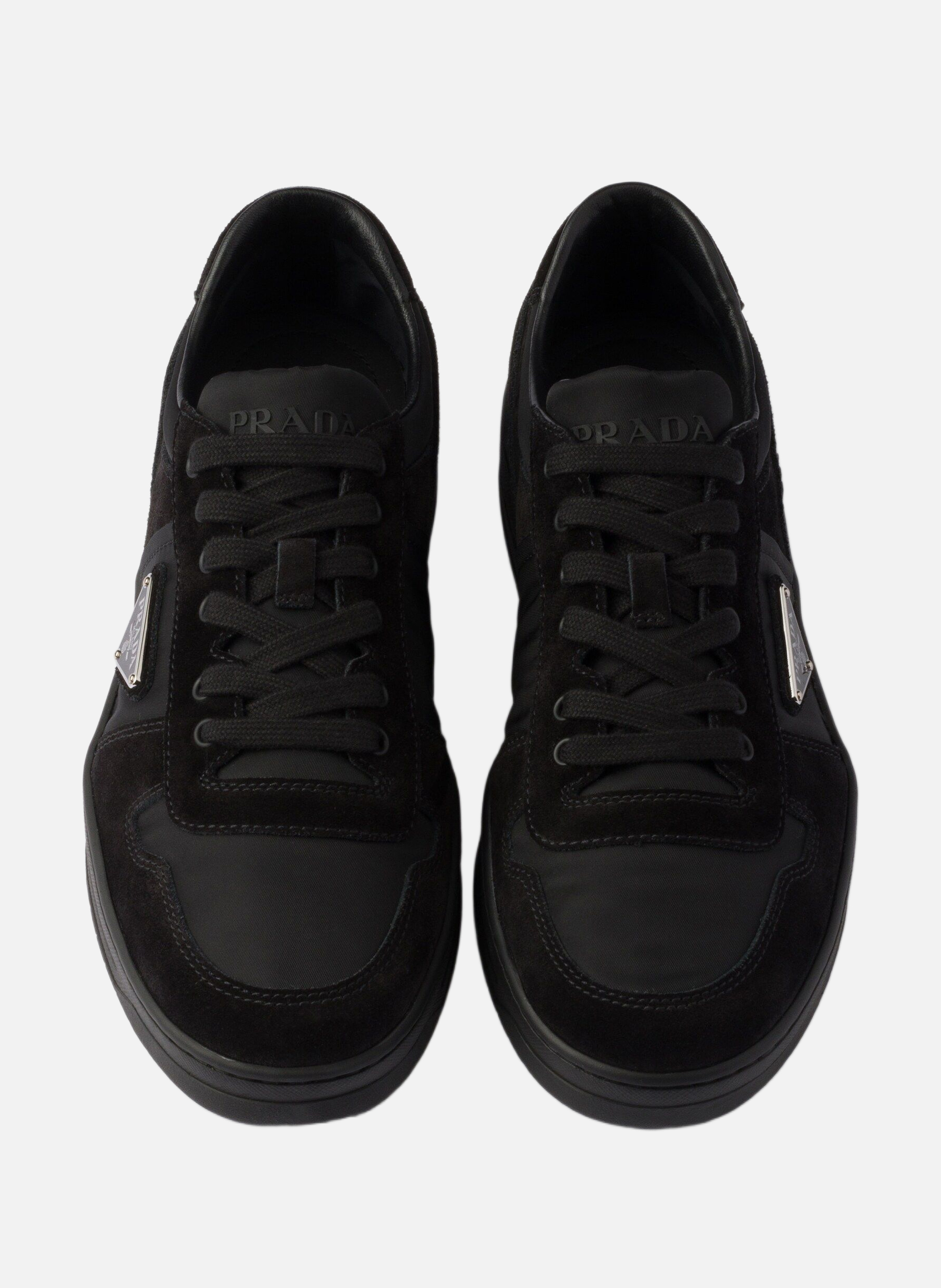 Baskets en re-nylon et en daim downtown PRADA Noir