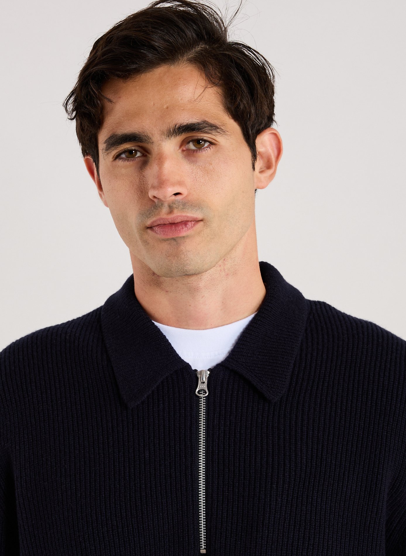 Pull à col zippé en laine SAMSOE SAMSOE Bleu