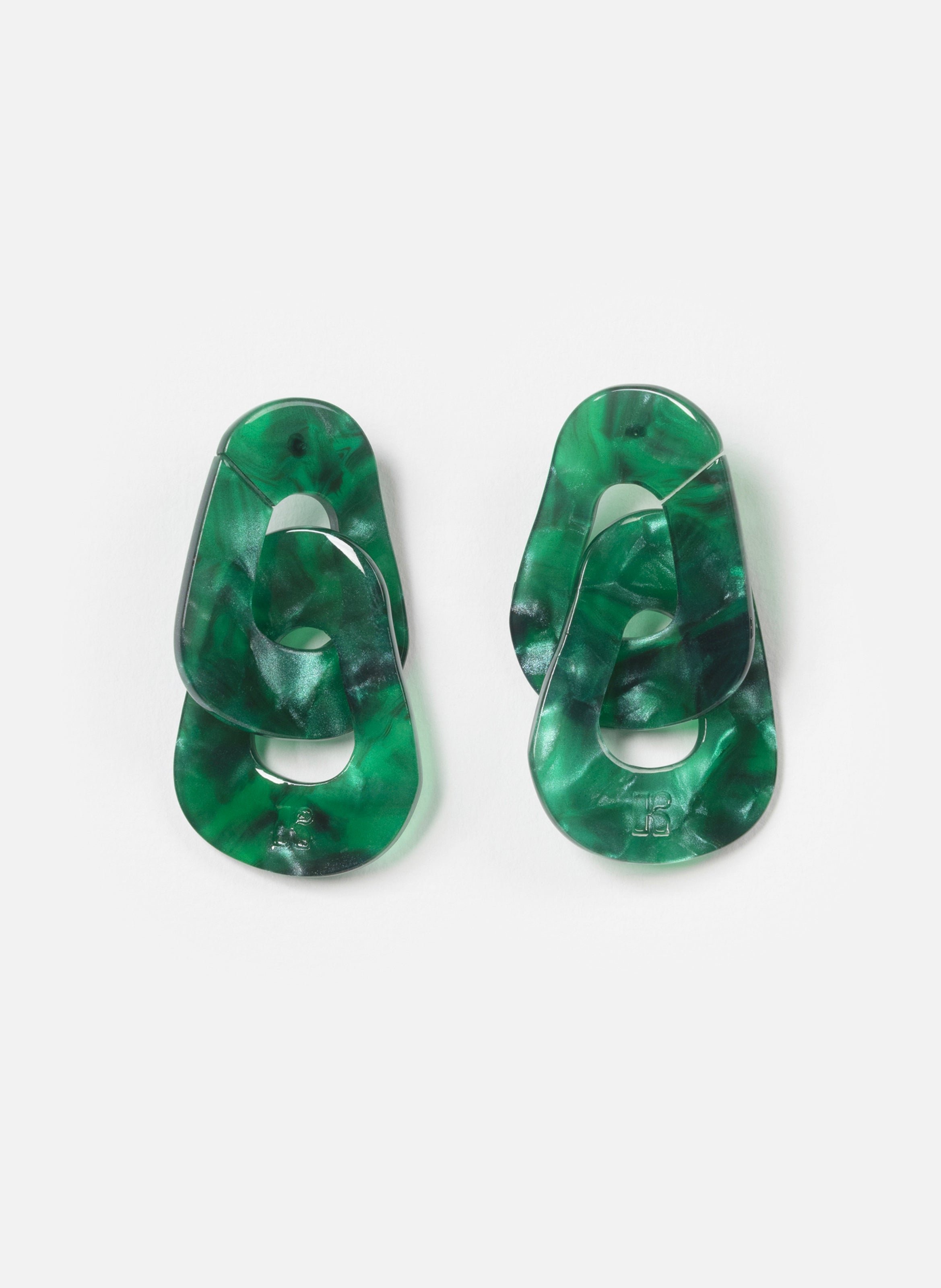 KURAGE GINZA Boucles d'oreilles maillons en acétate de cellulose Vert