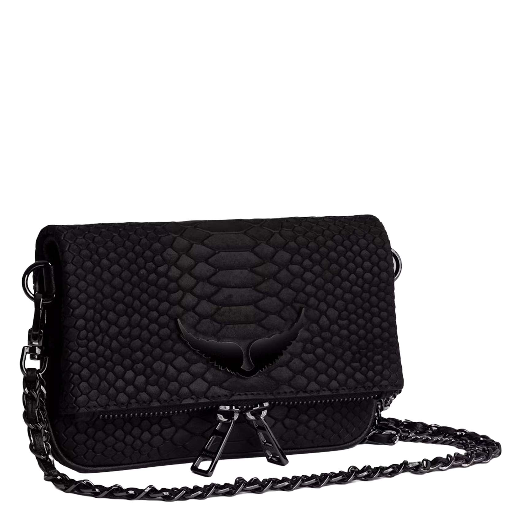 Sac bandoulière en cuir rock nano soft savage ZADIG&VOLTAIRE Noir