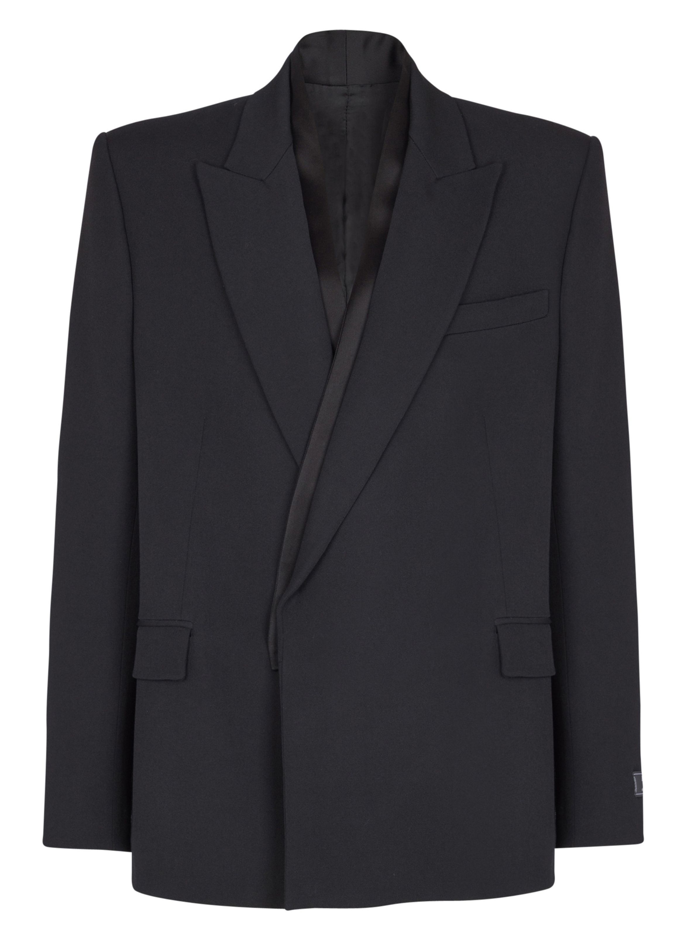 Veste 1 bouton en grain de poudre BALMAIN Noir