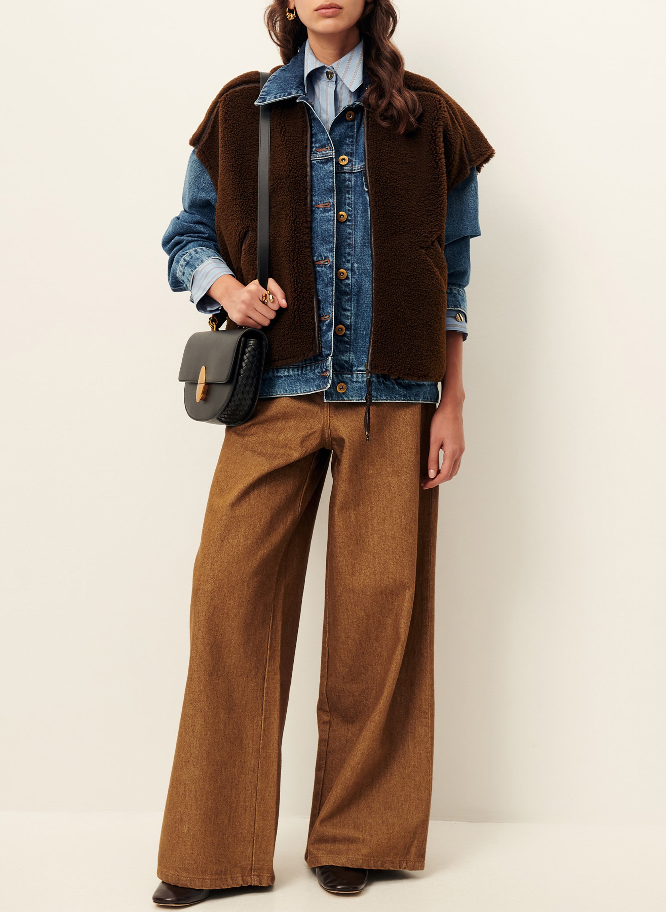 Veste sans manches zippée en fourrure bouclée mounty SESSUN Marron