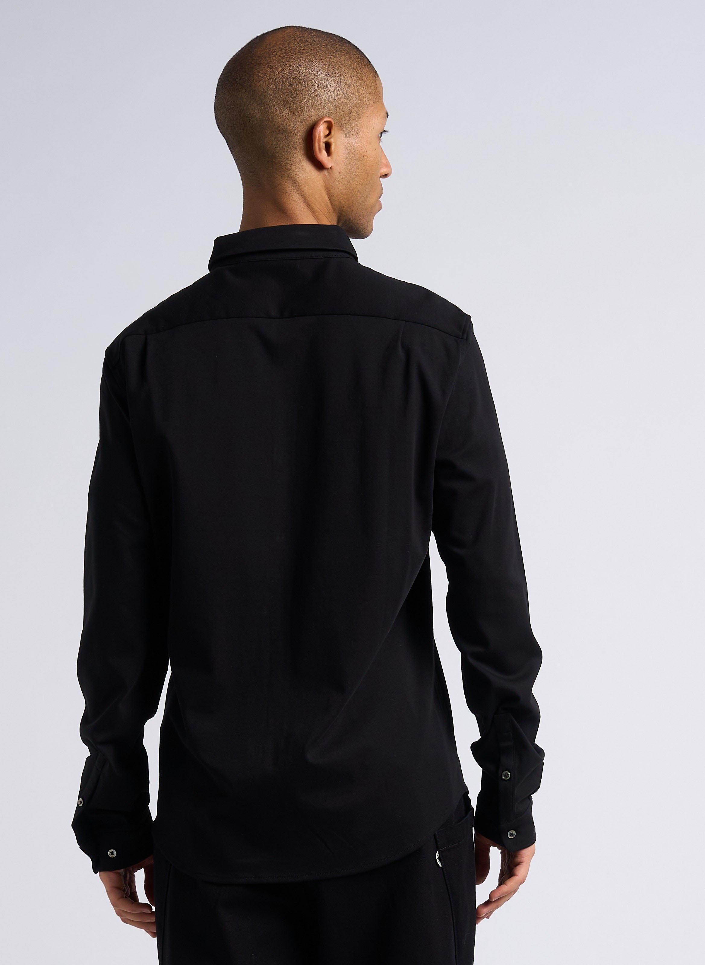 Chemise col classique regular-fit en coton bio mélangé IKKS Noir