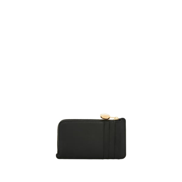 Loewe Porte-cartes Et Monnaie Pebble En Cuir De Veau Nappa Brillant In Black