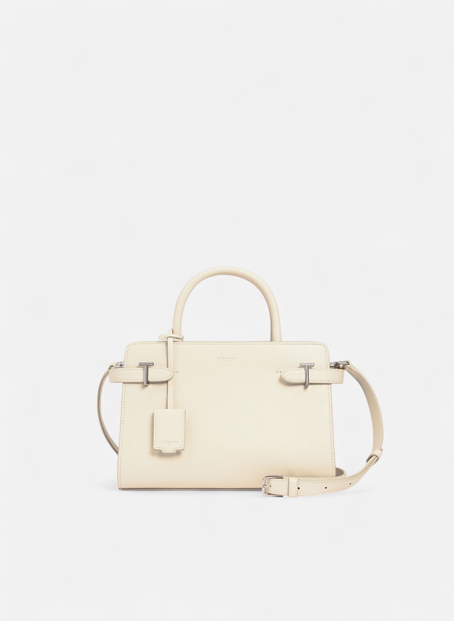Sac à main moyen modèle emilie en cuir grainé LE TANNEUR Blanc