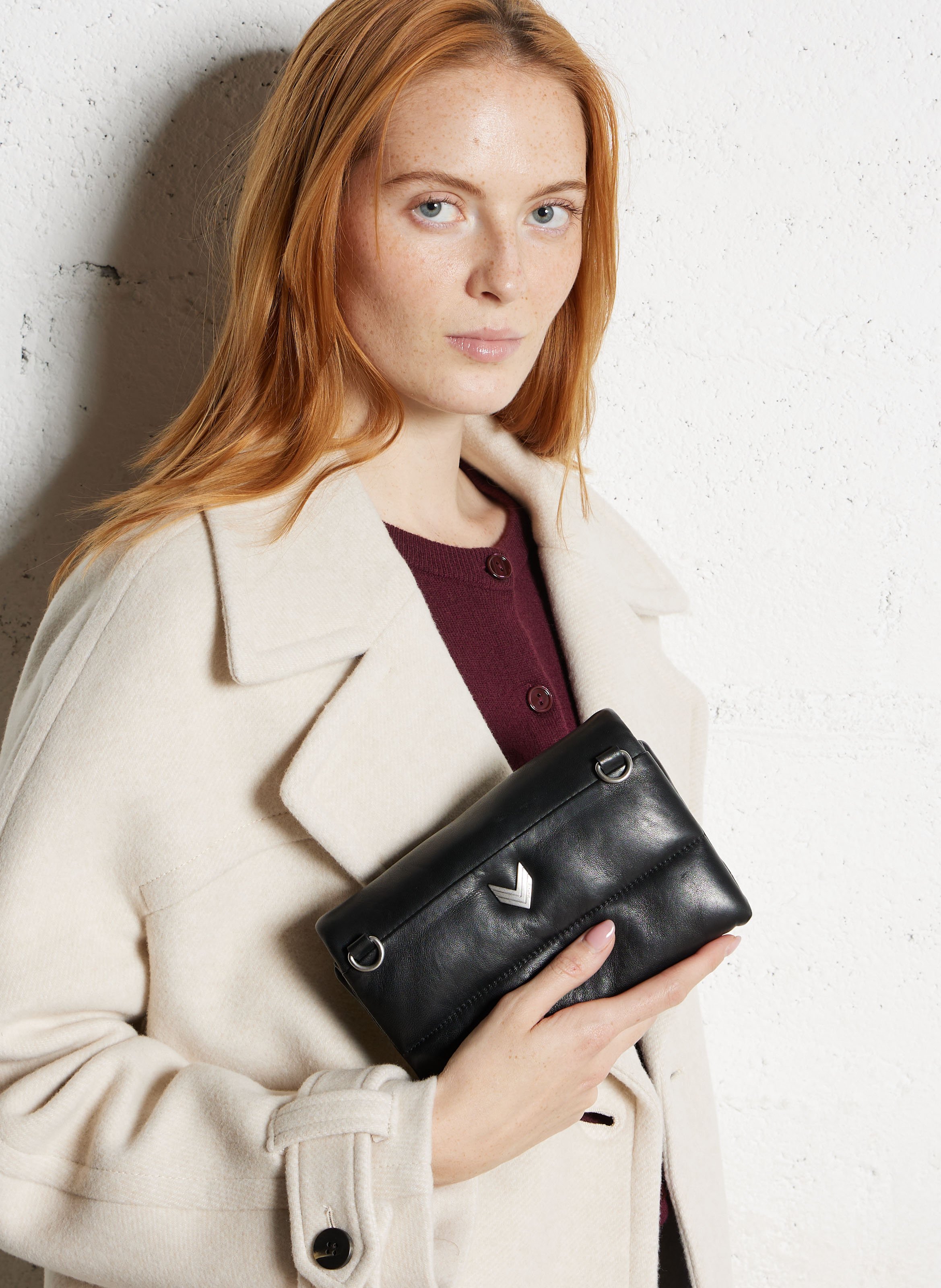 Sac bandoulière en cuir IKKS Noir