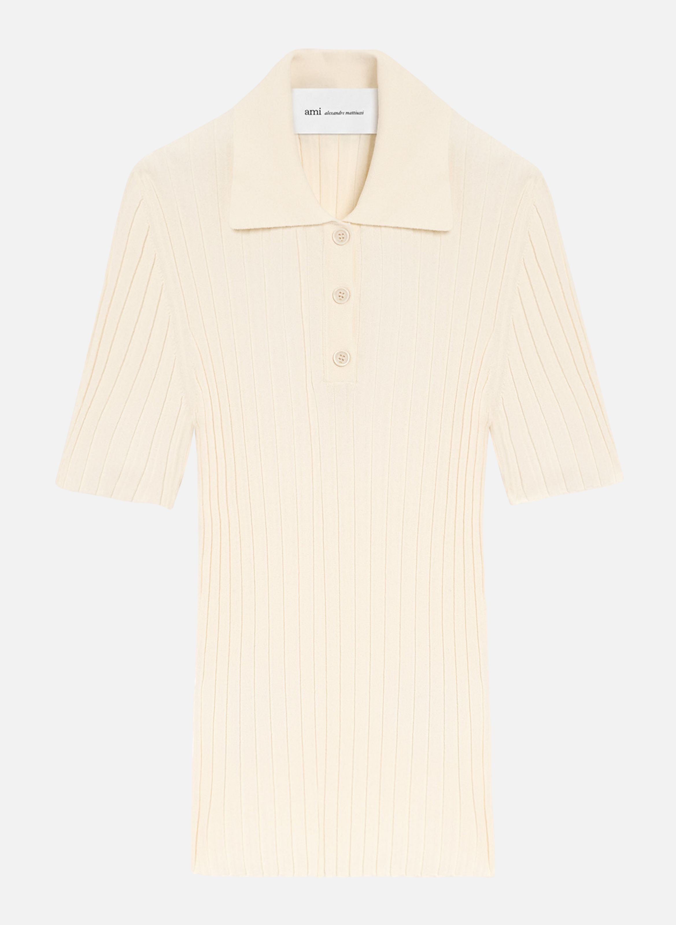 Polo manches courtes en maille AMI PARIS Blanc